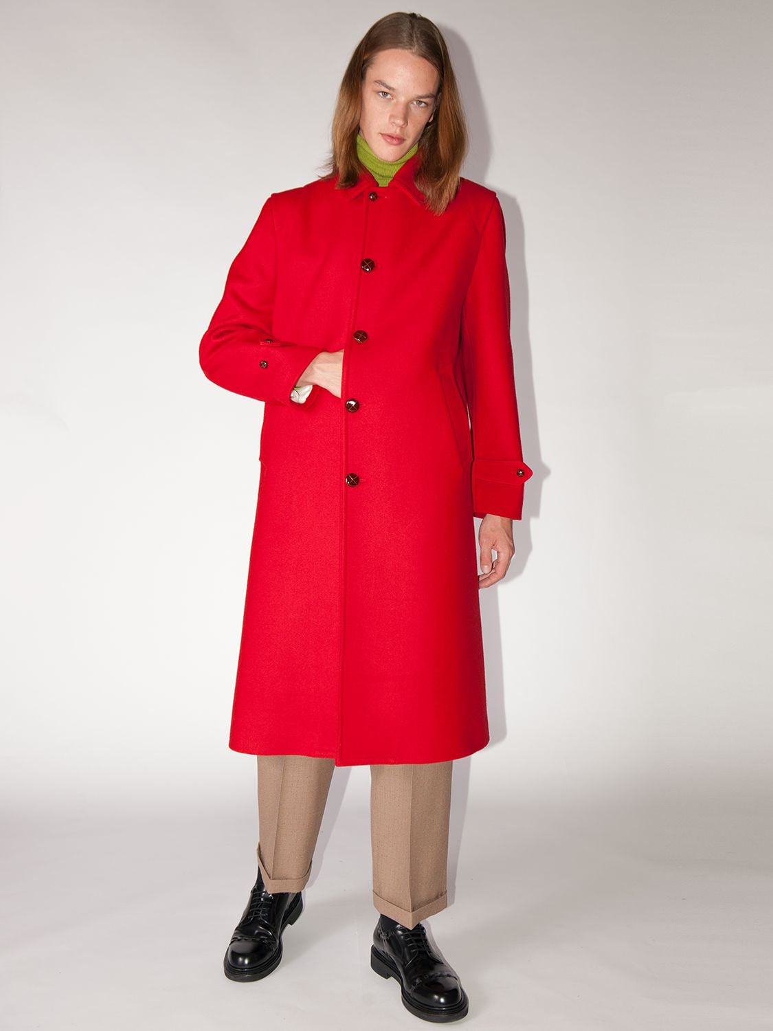 Gucci Exclusive Twill Coat W/ Leather Details In Red