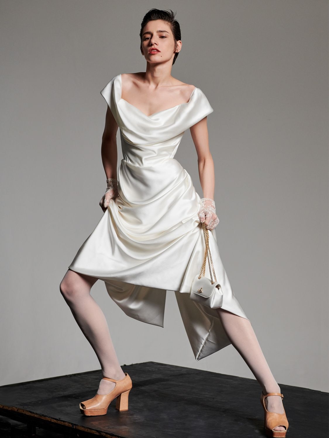 Vivienne Westwood Silk Satin Cocotte Dress In Ivory