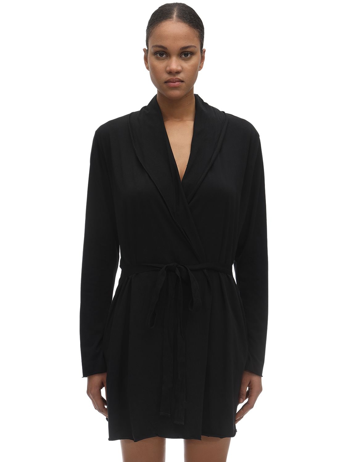 SKIN DOUBLE PIMA COTTON WRAP ROBE,70IXGR004-QKXL0