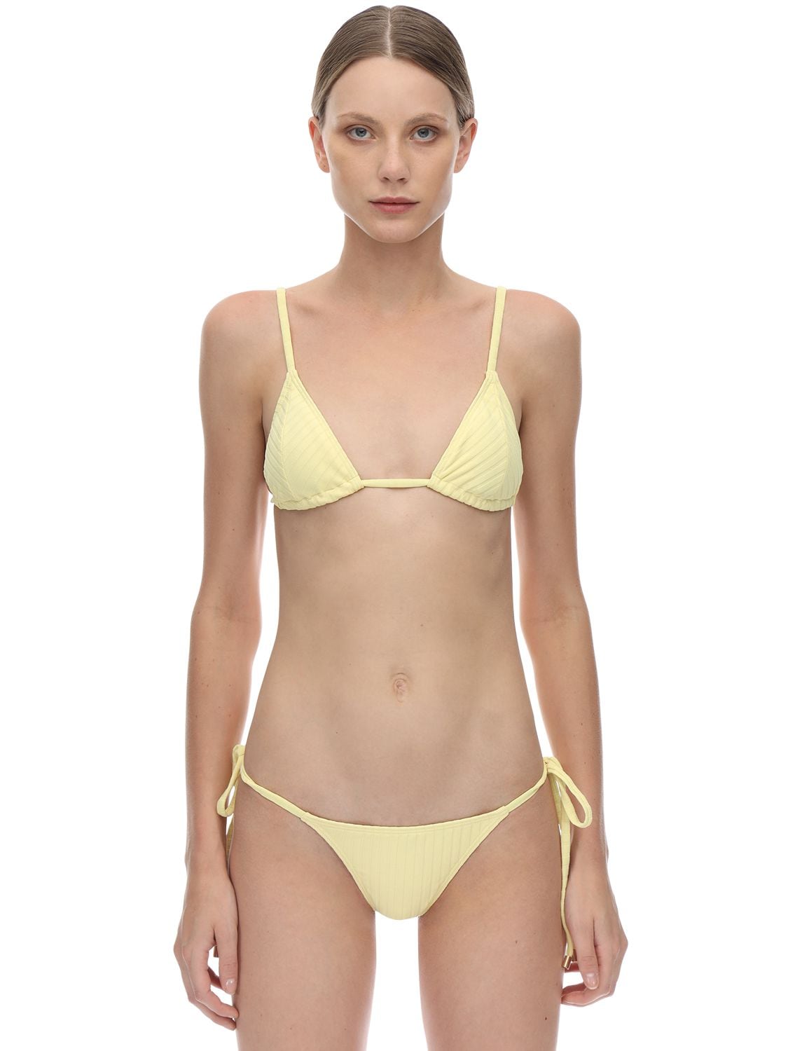 Peony Banana Triangle Ribbed Bikini Top