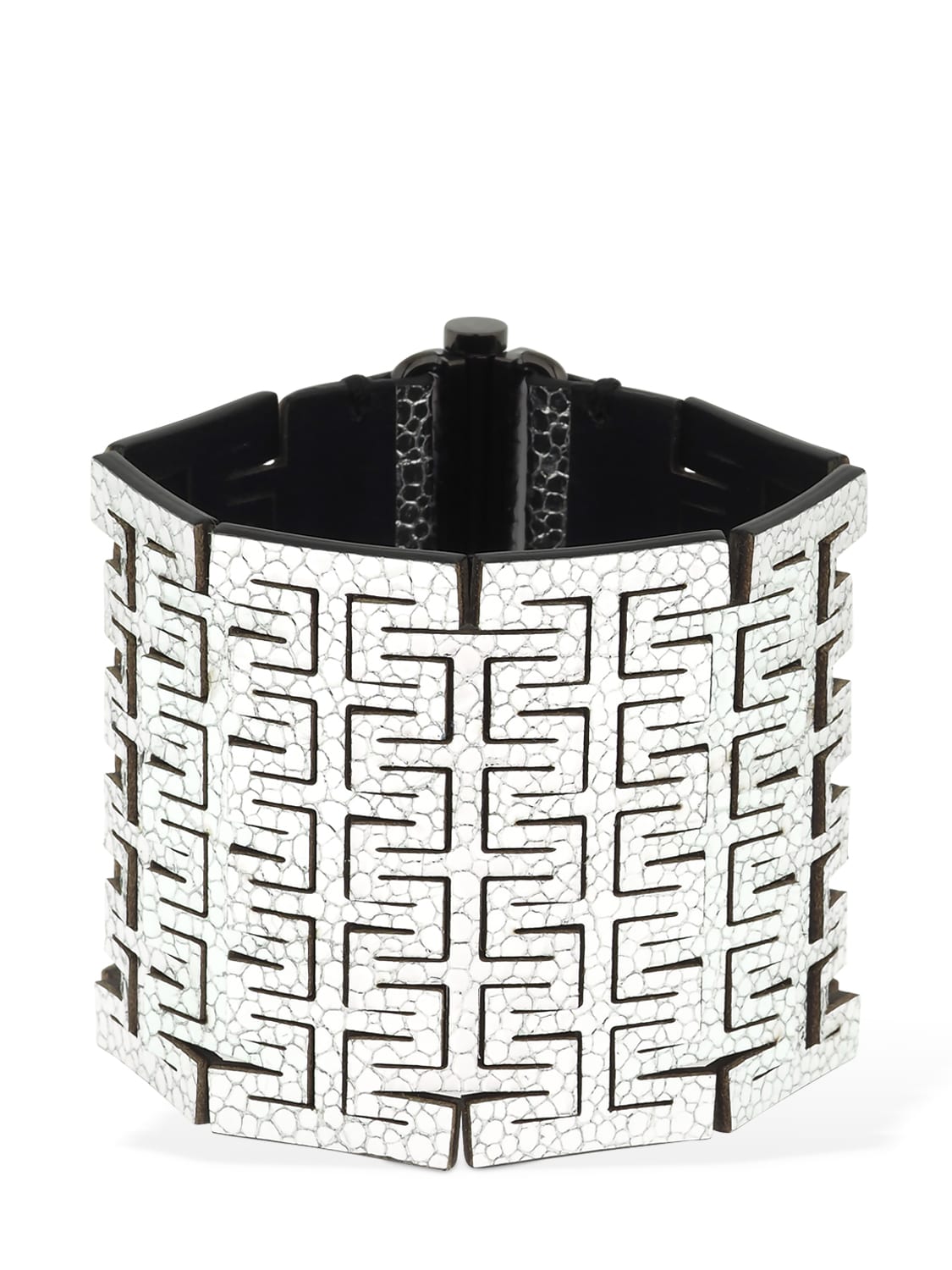 So-le Leather Cuff W/ Snap In Silver