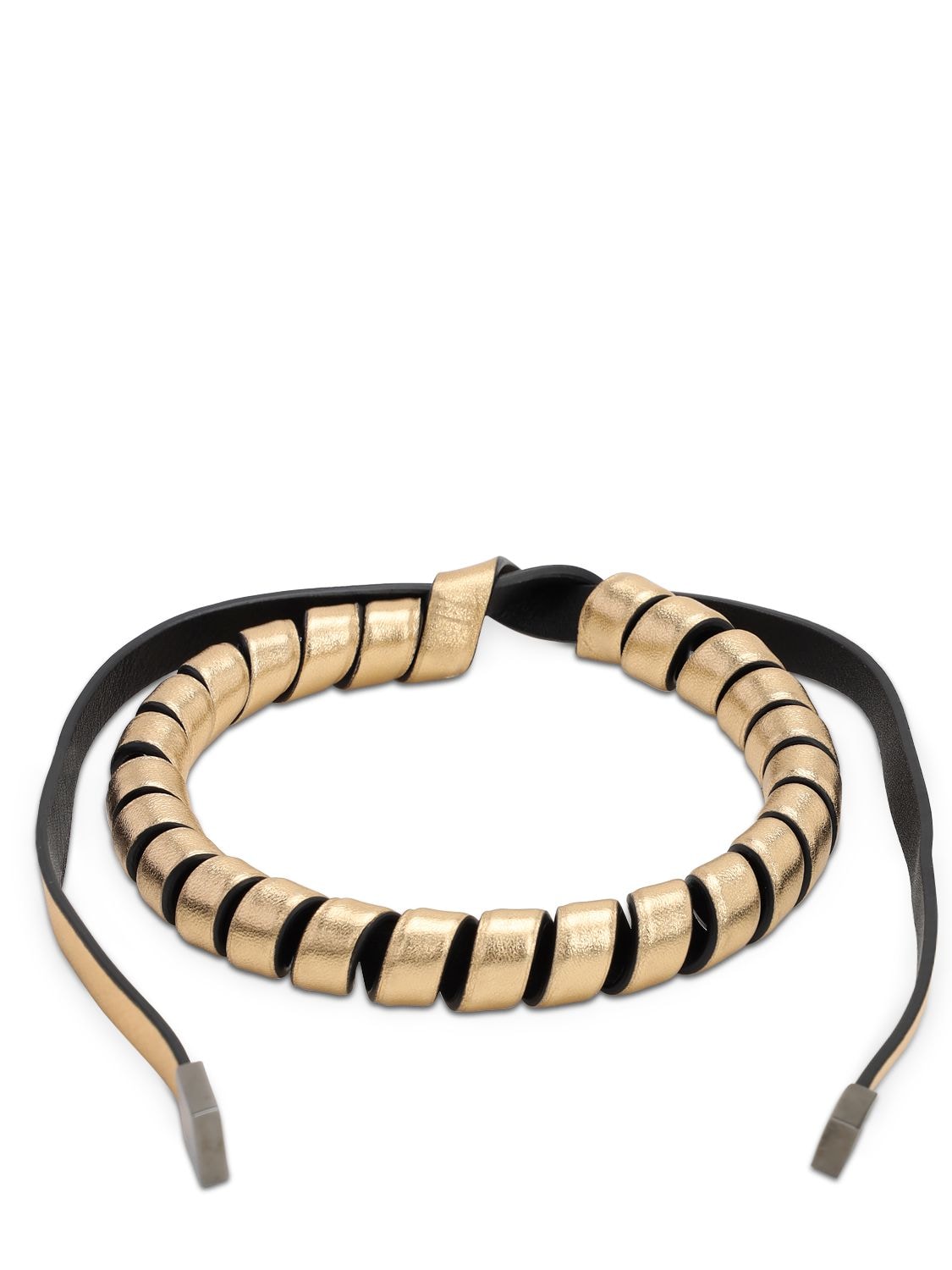 So-le Studio Leather Torchon Necklace In Gold