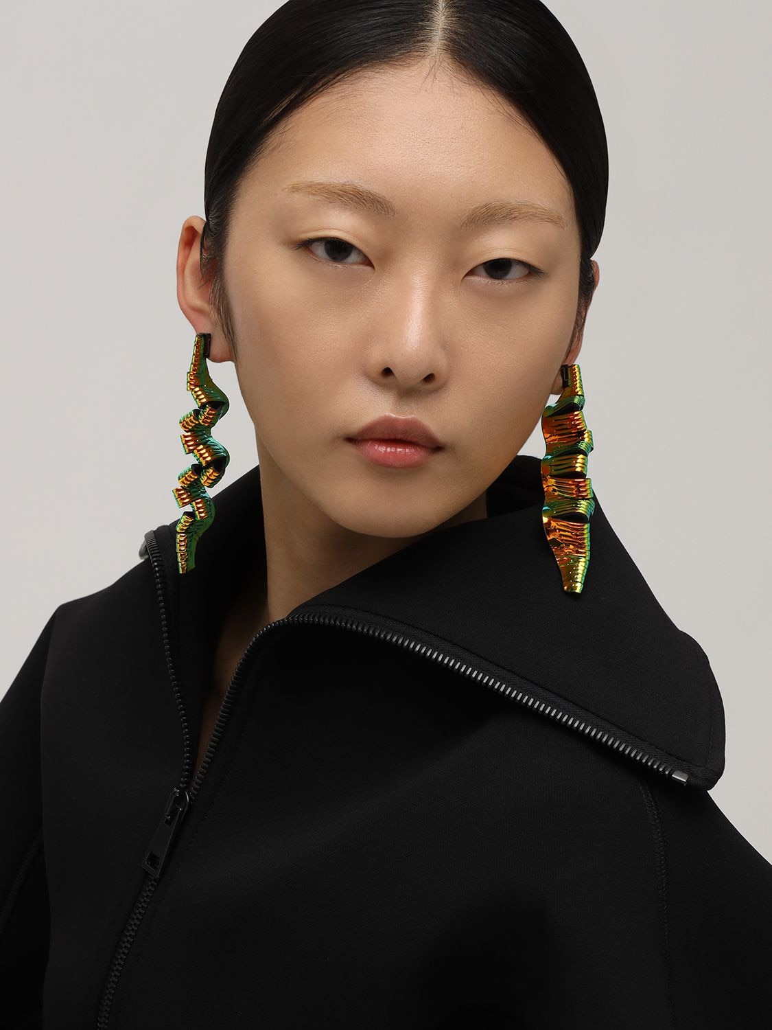 Shop So-le Studio Gehry Iridescent Leather Earrings