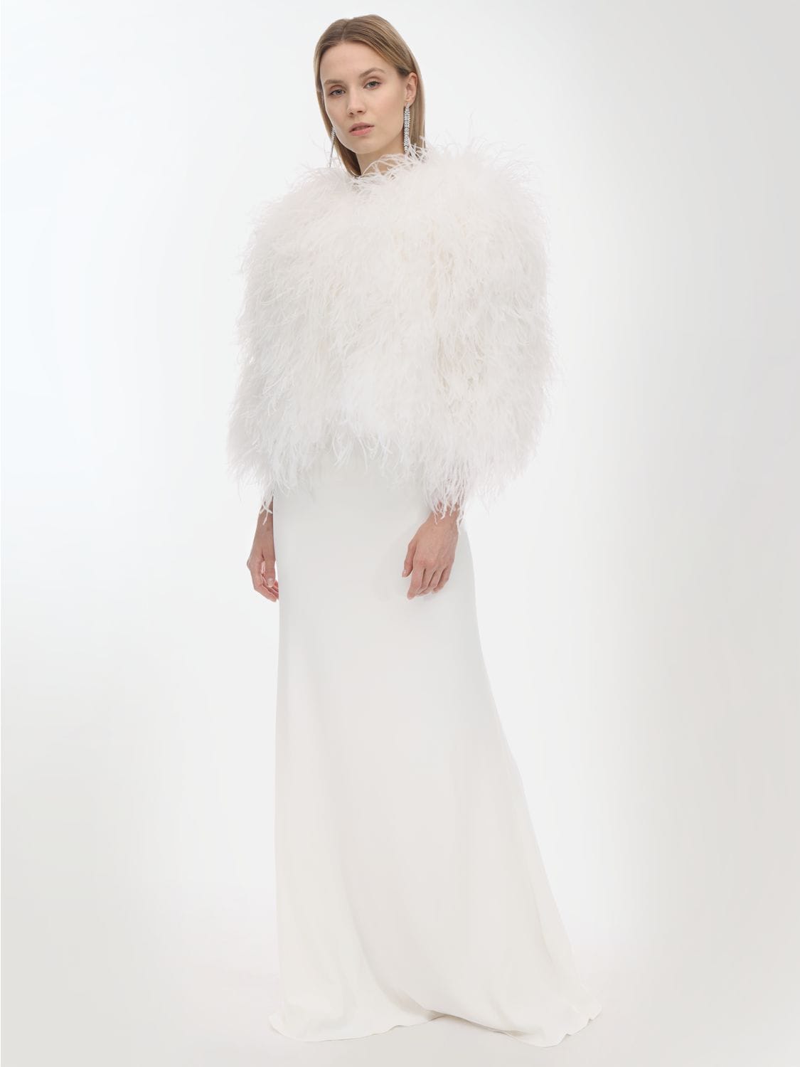 Simonetta Ravizza Lvr Exclusive Ostrich Feather Jacket In White