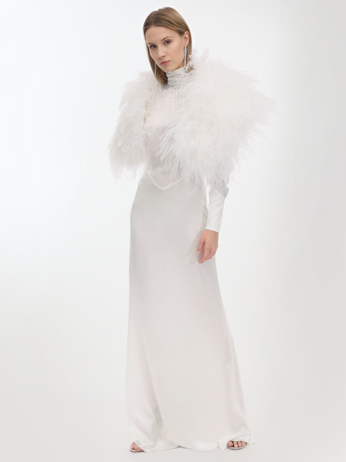 Simonetta Ravizza Lvr Exclusive Ostrich Feather Stole In White