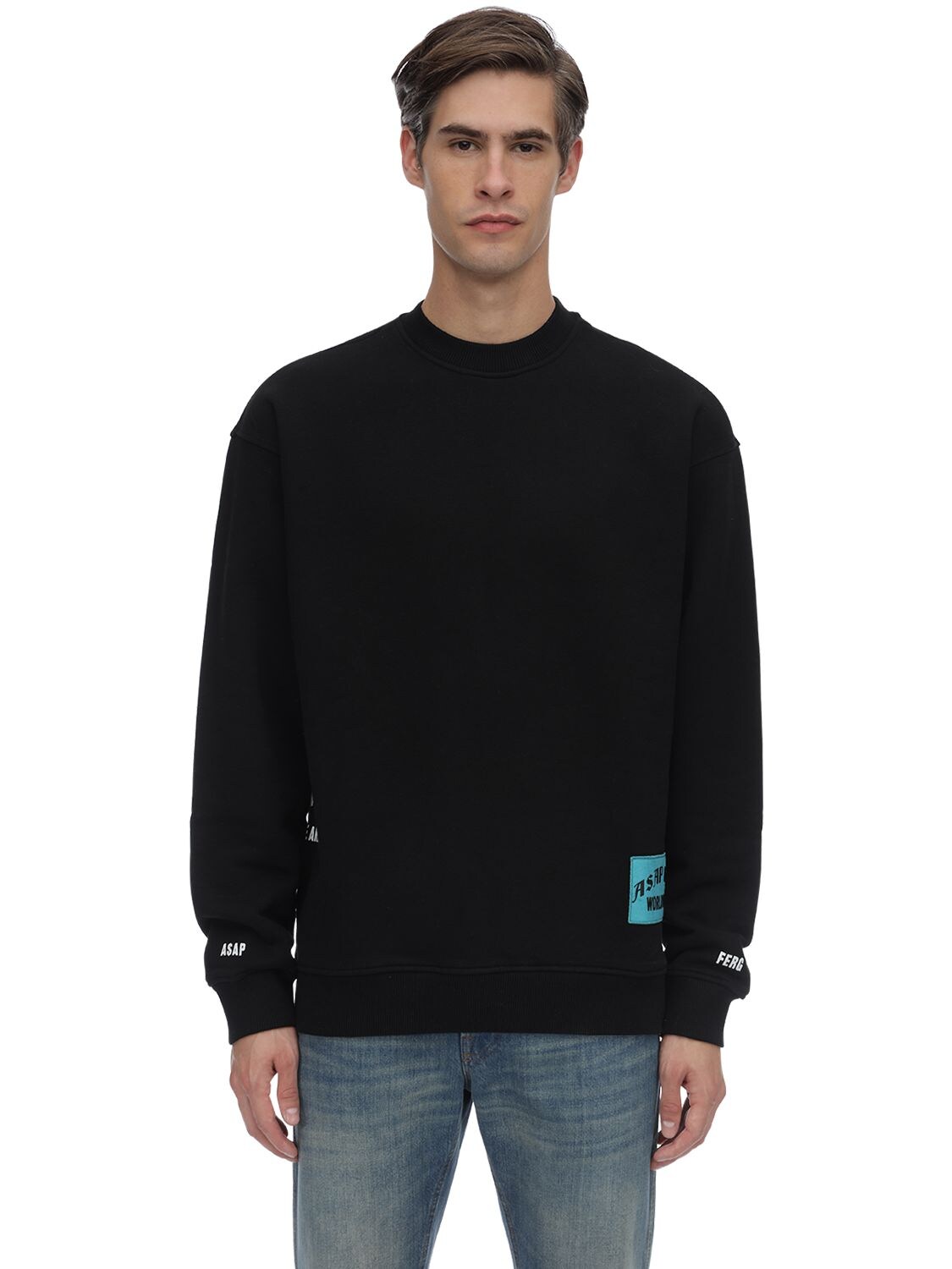 A$ap Ferg By Platformx Over Printed Cotton Jersey Sweatshirt In Black