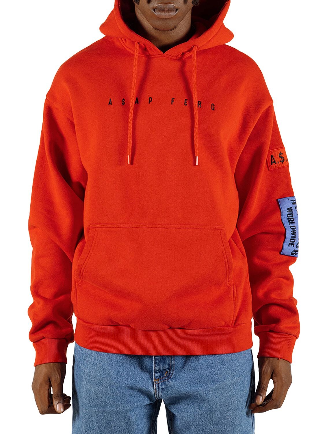 A$ap Ferg By Platformx Patch & Embroidered Cotton Jersey Hoodie In Red