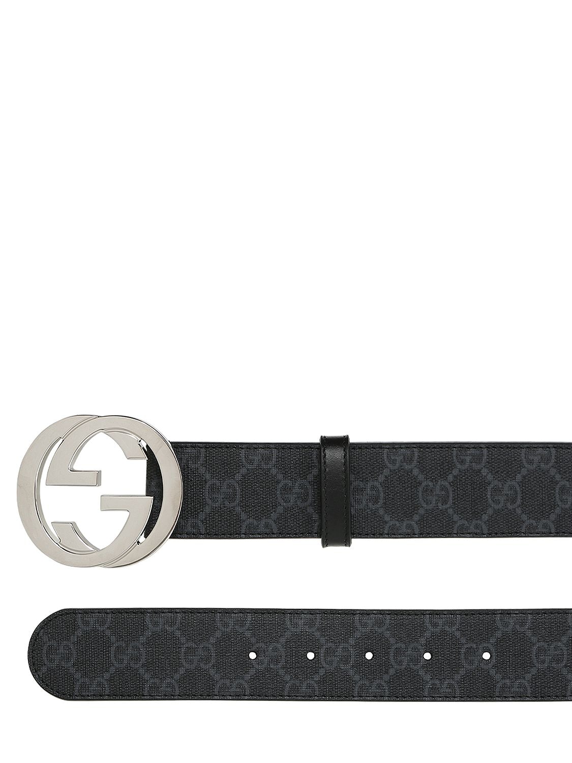 Shop Gucci 4cm Gg Supreme Canvas & Leather Belt In Black