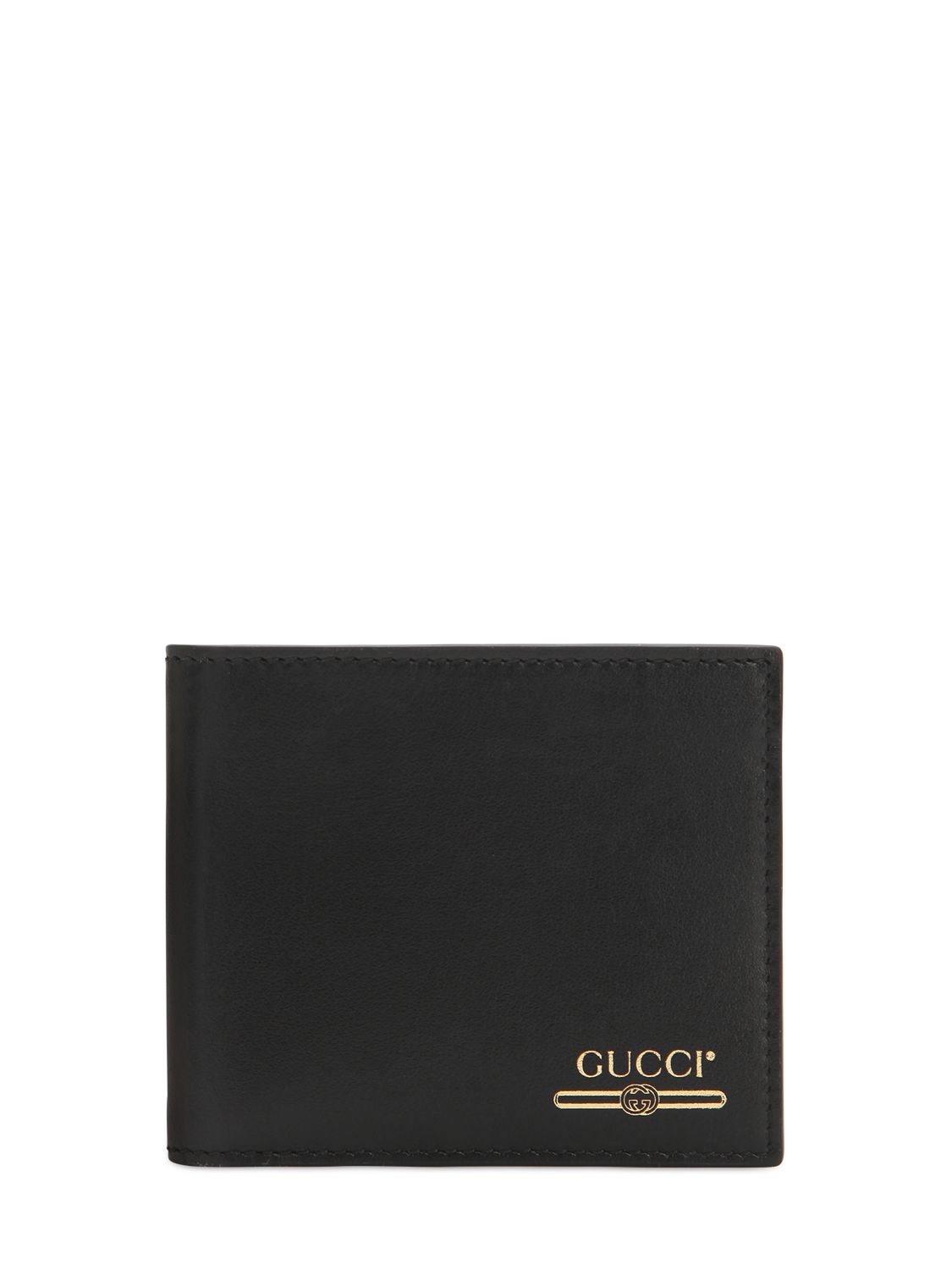 Gucci Debossed Bi-fold Leather Wallet In Black