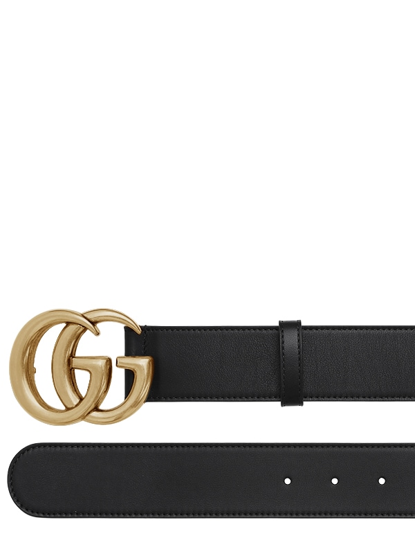 gucci marmont leather belt with shiny buckle