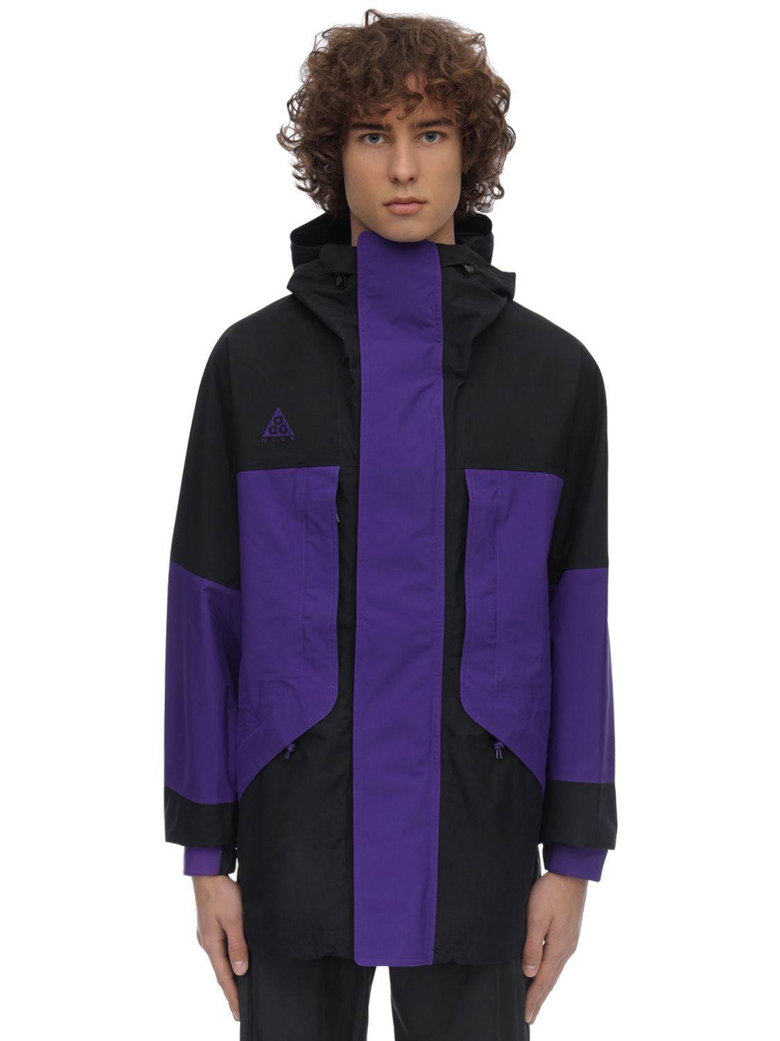 Nike Acg Gore-tex Men's Hooded Jacket In Black/ Court Purple 