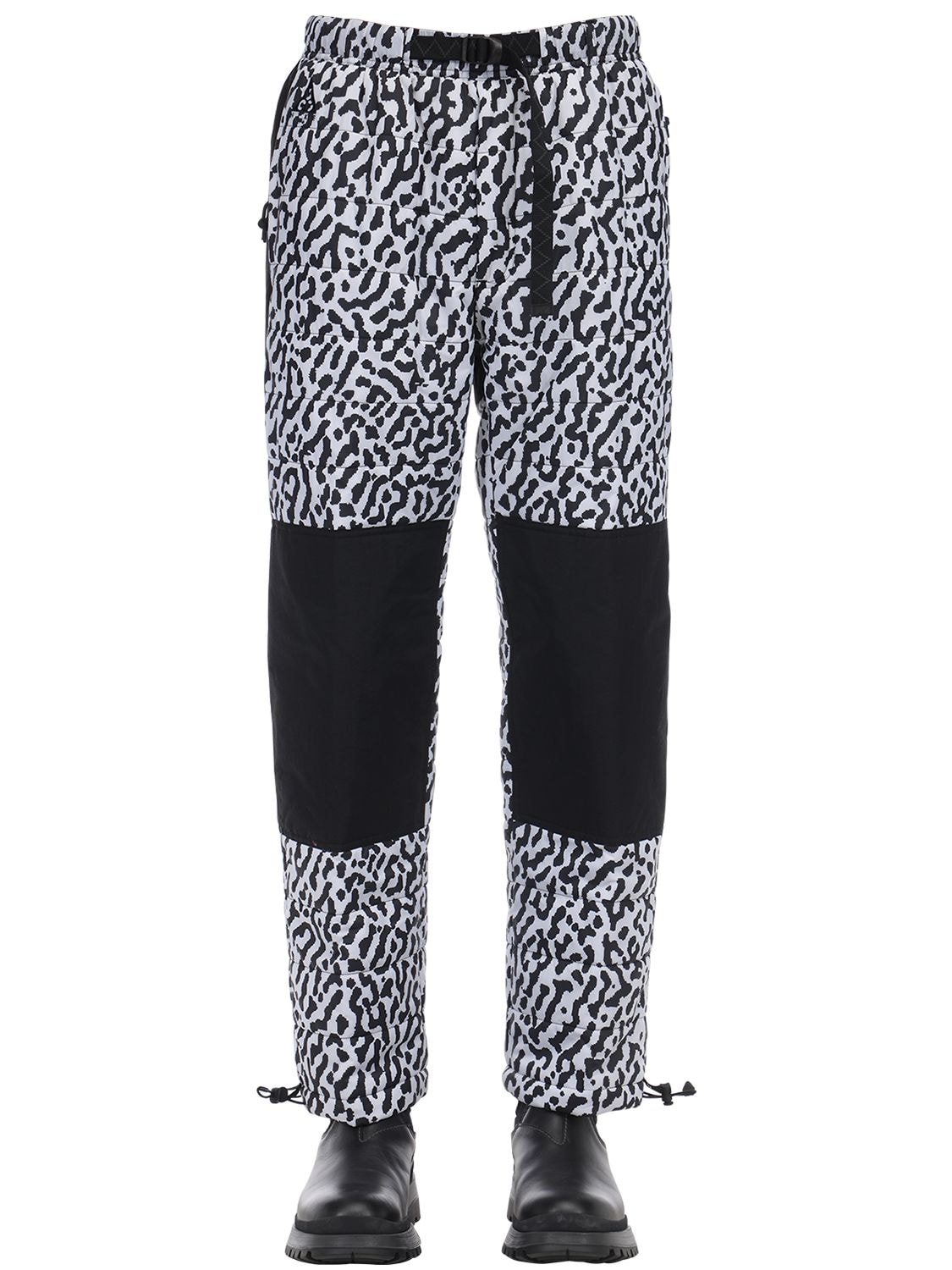 Nike Acg Nrg Trail Tapered Panelled Quilted Primaloft Printed Ripstop Trousers In White,black