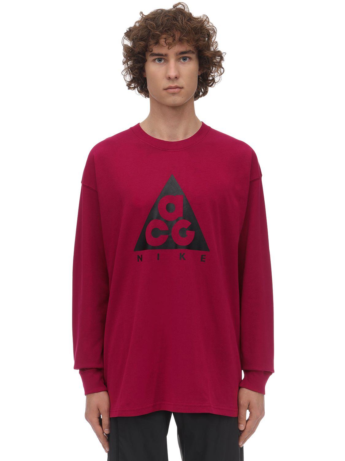 Nike Acg L/s Logo T-shirt In Noble Red