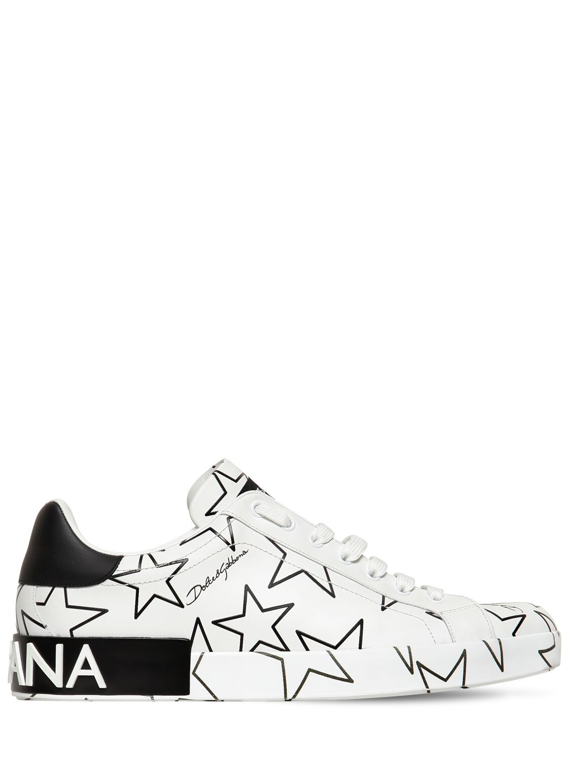 DOLCE & GABBANA "PORTOFINO STARS"皮革运动鞋,71I012011-SEEZNUM1