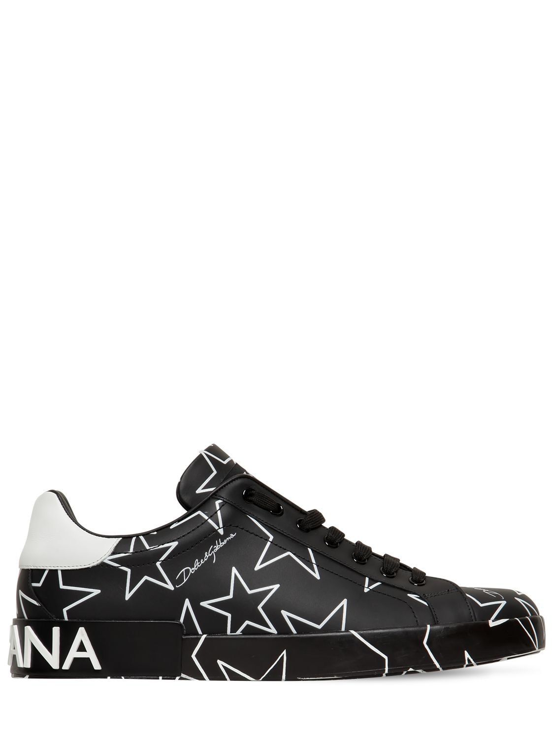 DOLCE & GABBANA "PORTOFINO STARS"皮革运动鞋,71I012012-SE4ZNUM1