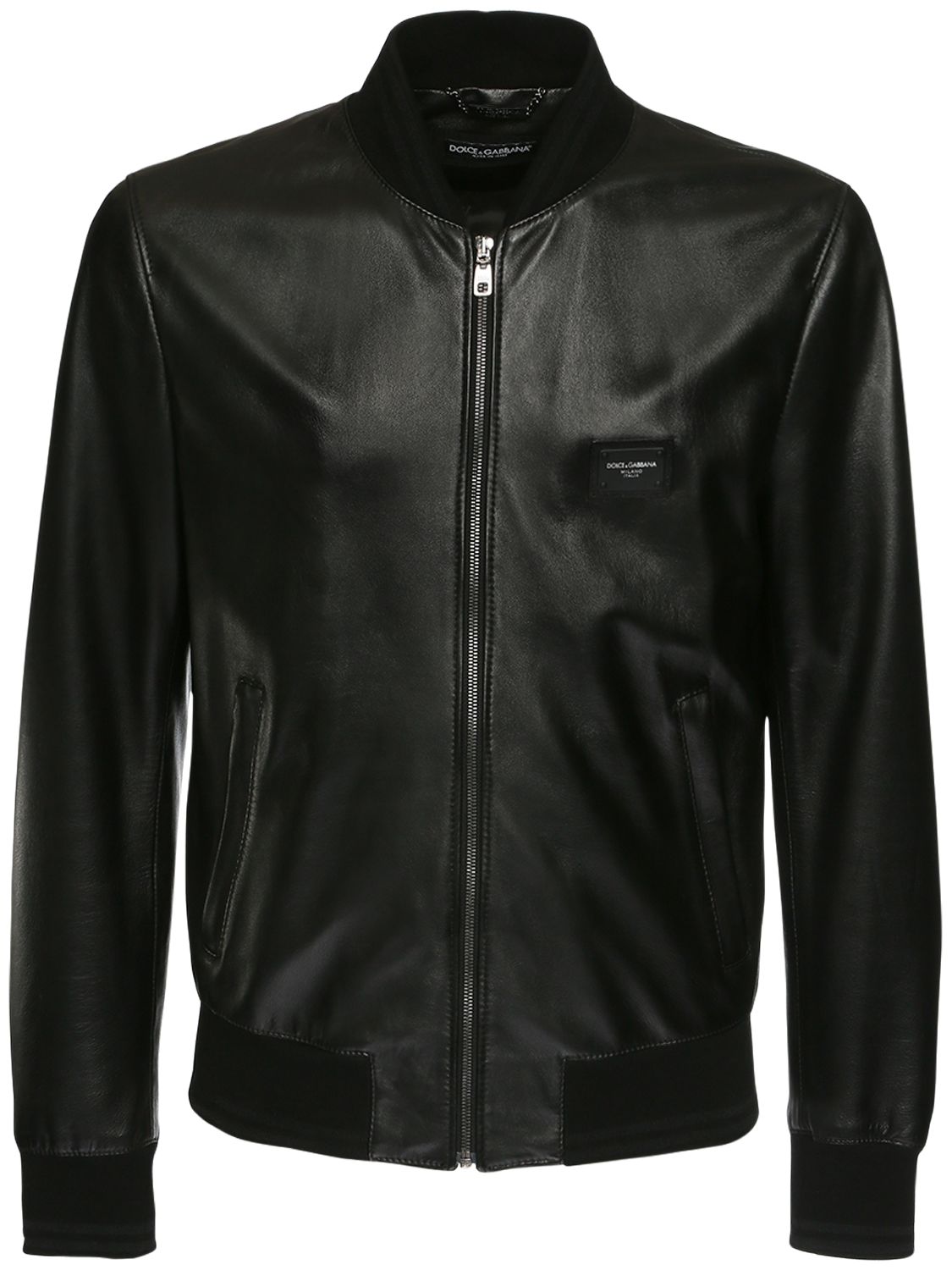 Bomberjacke Aus Leder Mit Logoplakette