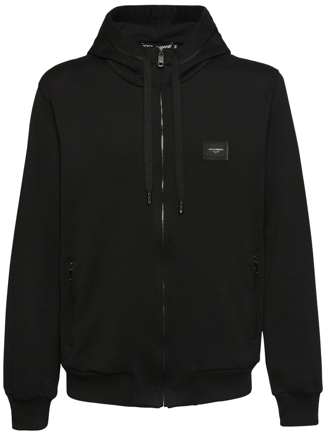 Dolce & Gabbana Zipup cotton terry hoodie Black Luisaviaroma