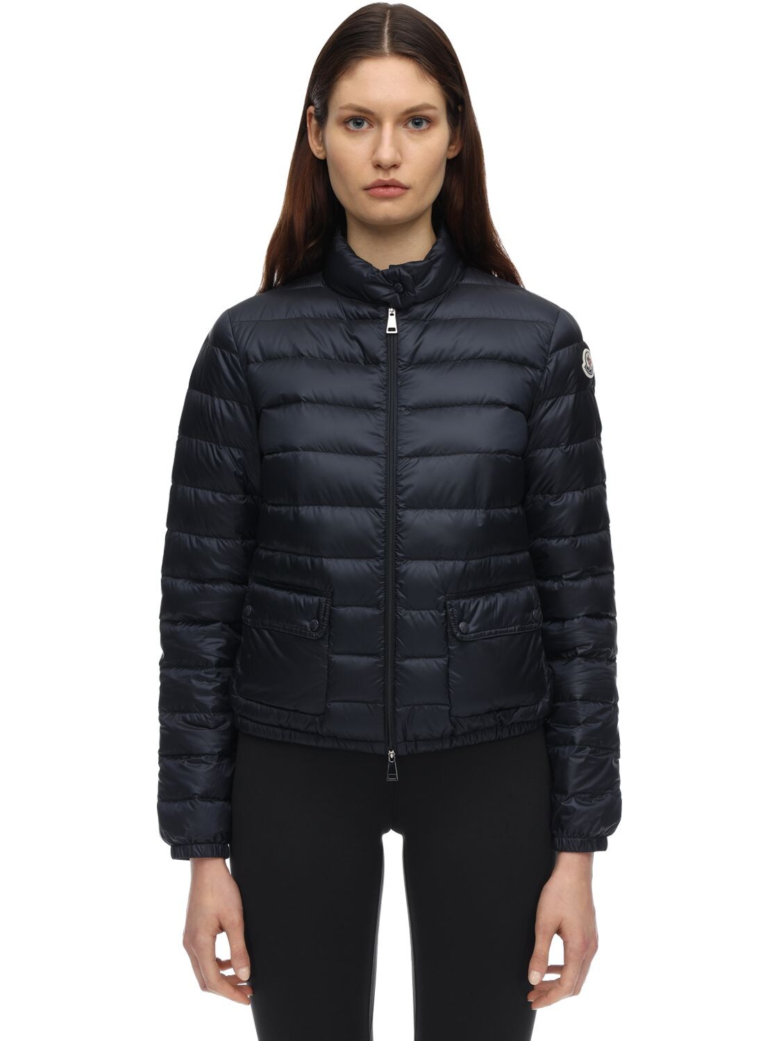 Shop Moncler Lans Nylon Down Jacket In Navy
