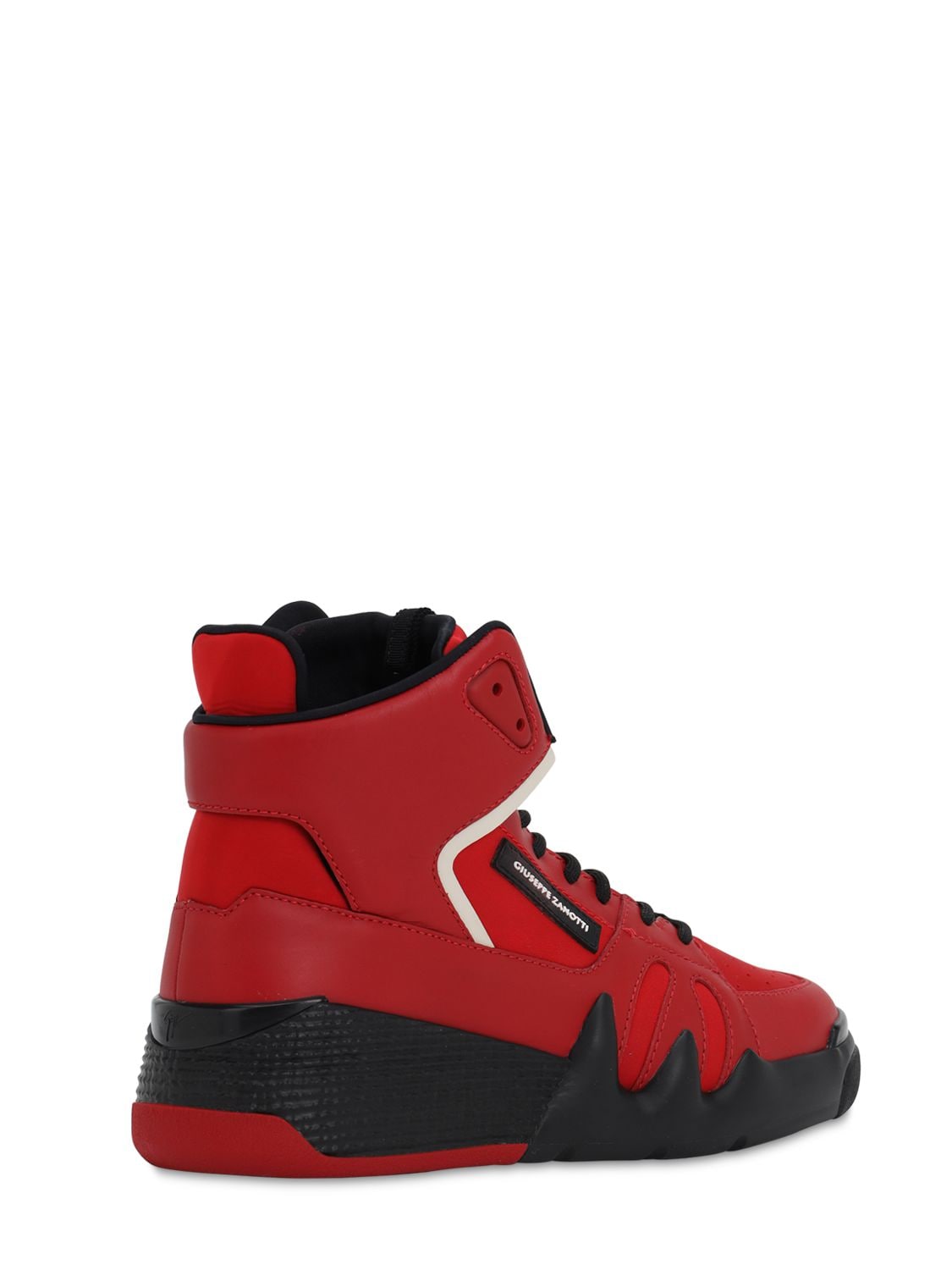 Giuseppe Zanotti Talon Leather & Scuba High Top Sneakers In Red | ModeSens