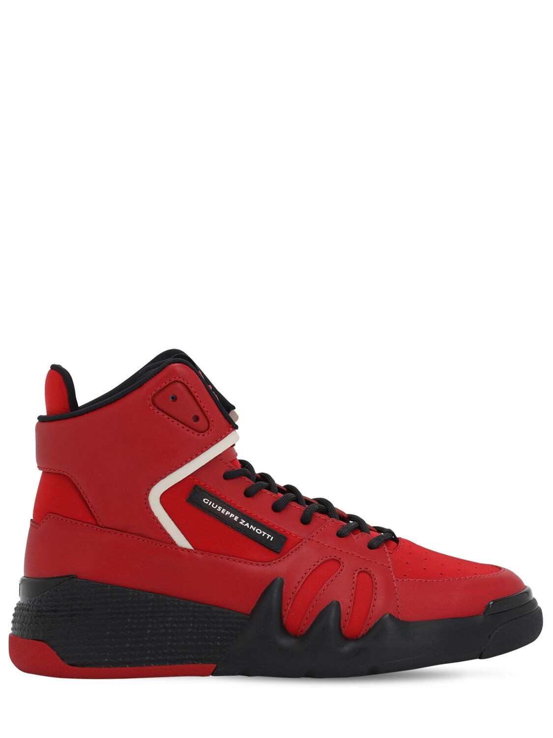 GIUSEPPE ZANOTTI TALON LEATHER & SCUBA HIGH TOP SNEAKERS,71I033006-MDA00