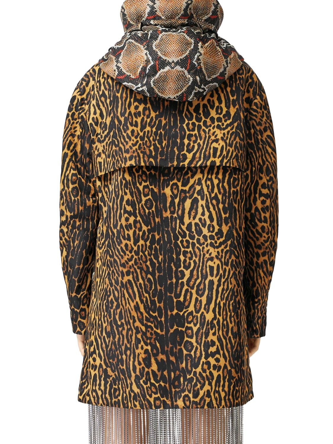 Burberry Leopard & Snake Print Twill Parka In Honey | ModeSens