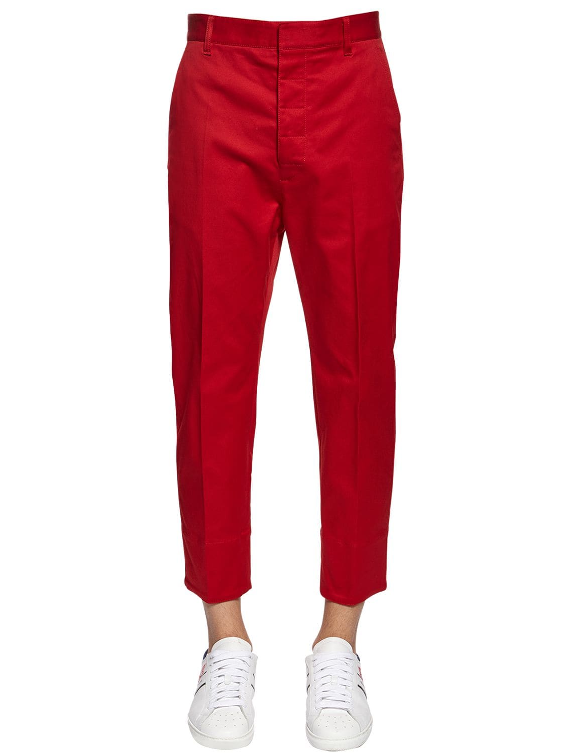 Dsquared2 Brad Stretch Cotton Twill Pants In Red