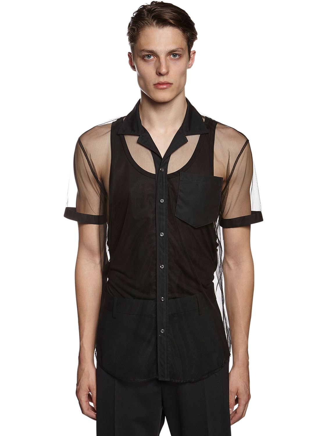 Dsquared2 See-through Nylon Tulle Shirt In Black | ModeSens