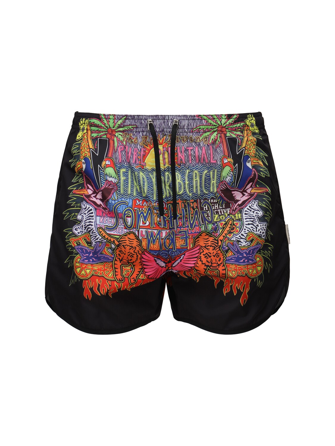 NEIL BARRETT ART COLLAGE PRINTED TECH SWIM SHORTS,71I05I037-MTG3NA2