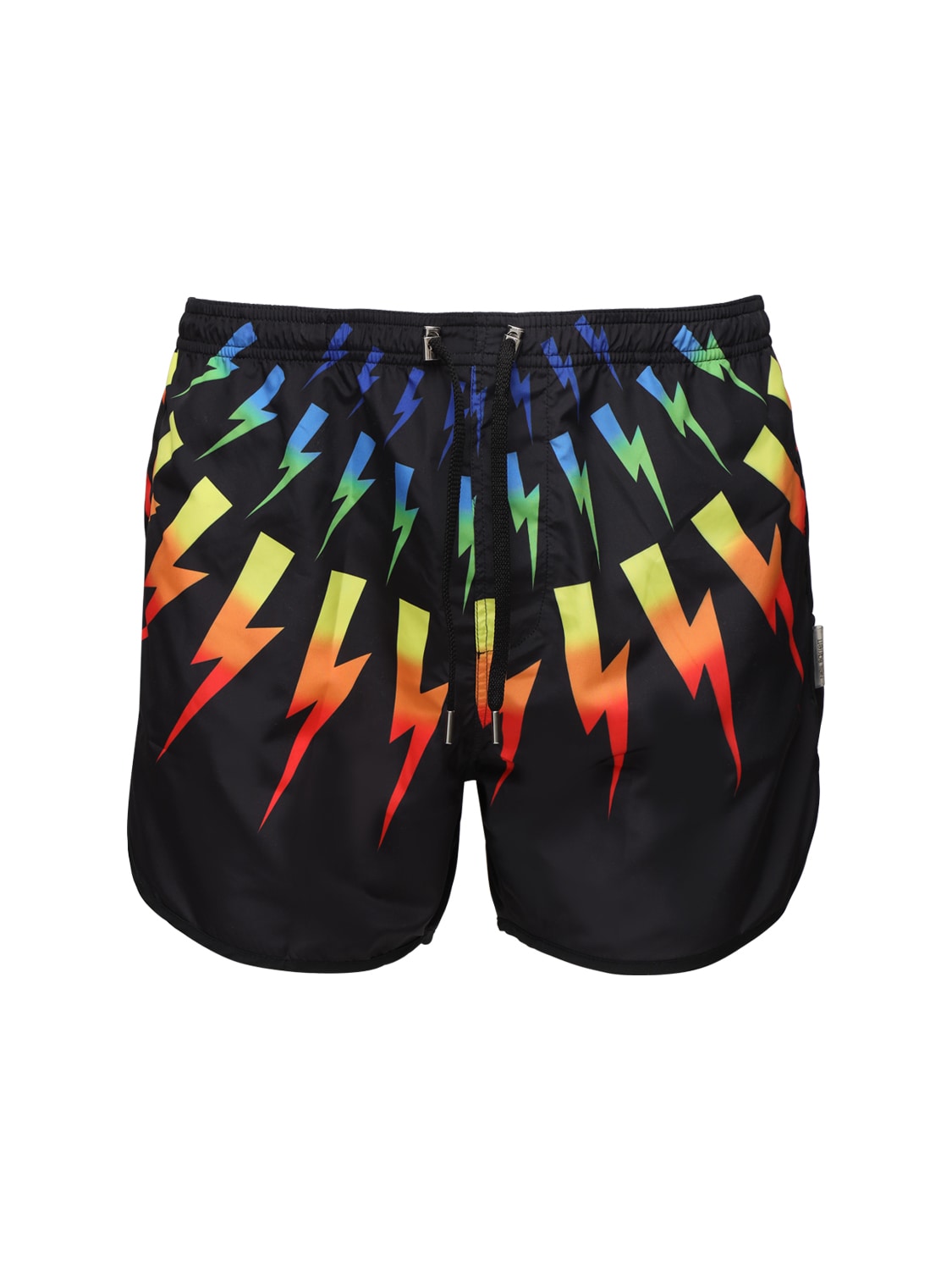 NEIL BARRETT “RAINBOW BOLTS”印花科技织物泳裤,71I05I038-MJY3NQ2