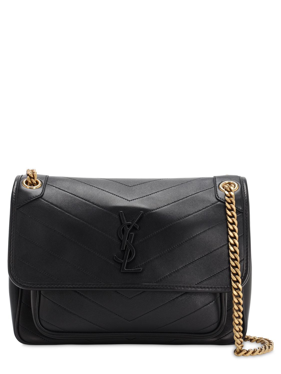 Saint Laurent Medium Niki Monogram Leather Bag In Black
