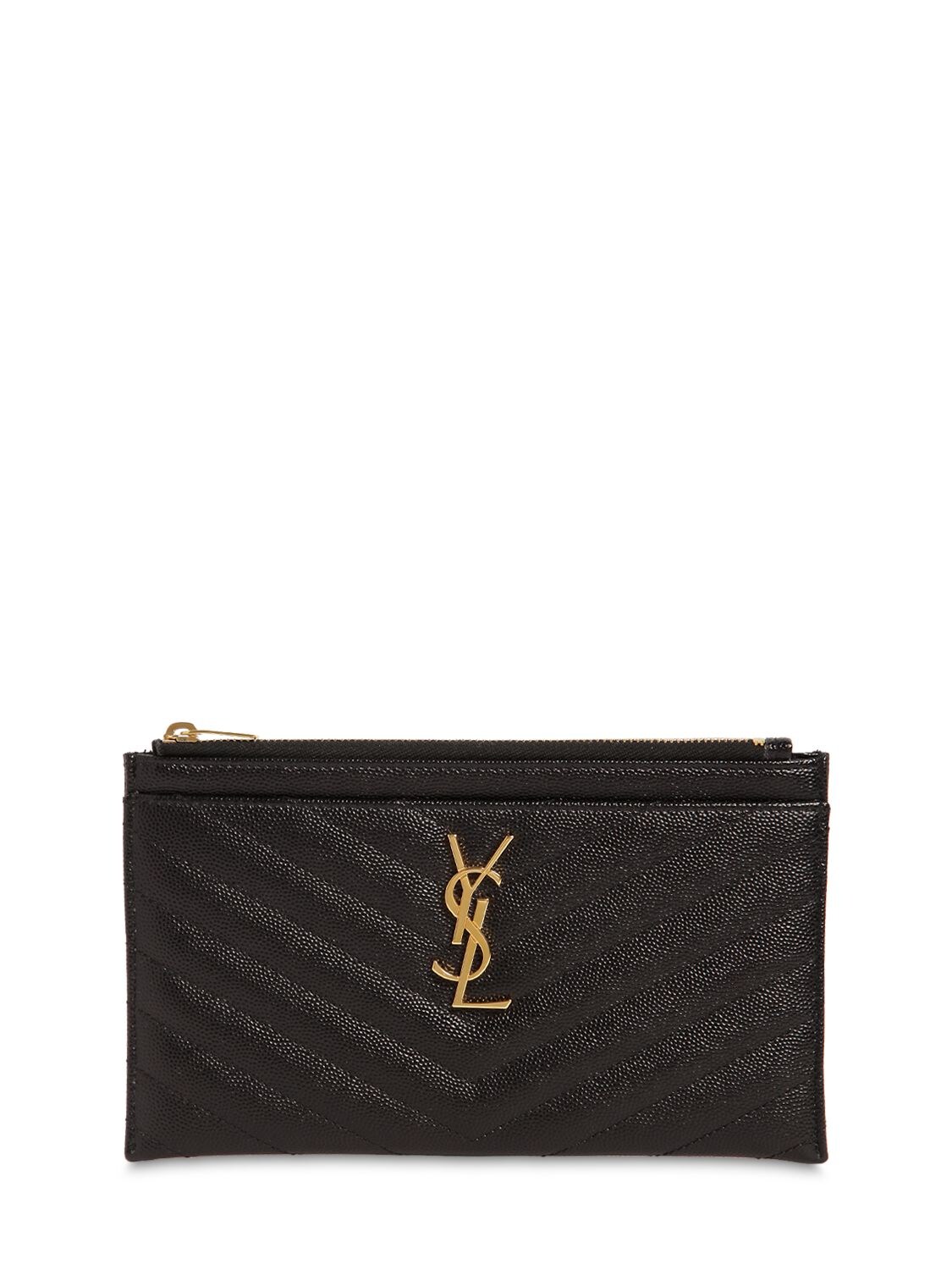Saint Laurent Small Quilted Leather Clutch In Black