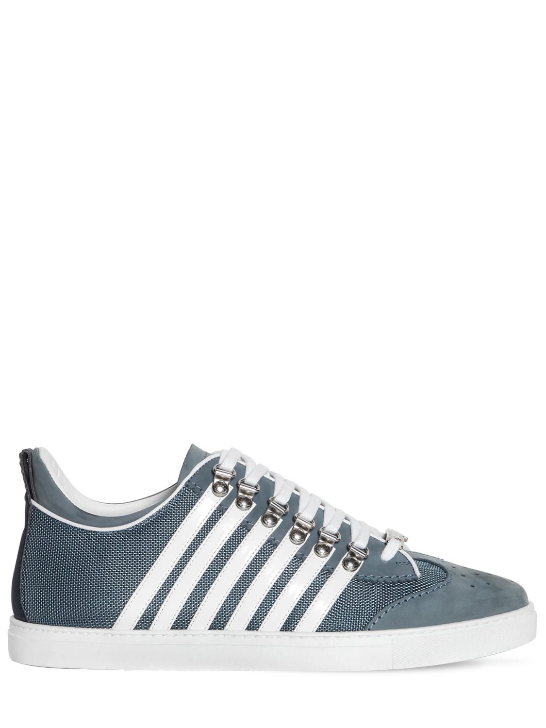 Dsquared2 251 Stripes Leather Low Top Sneakers In Blue,white