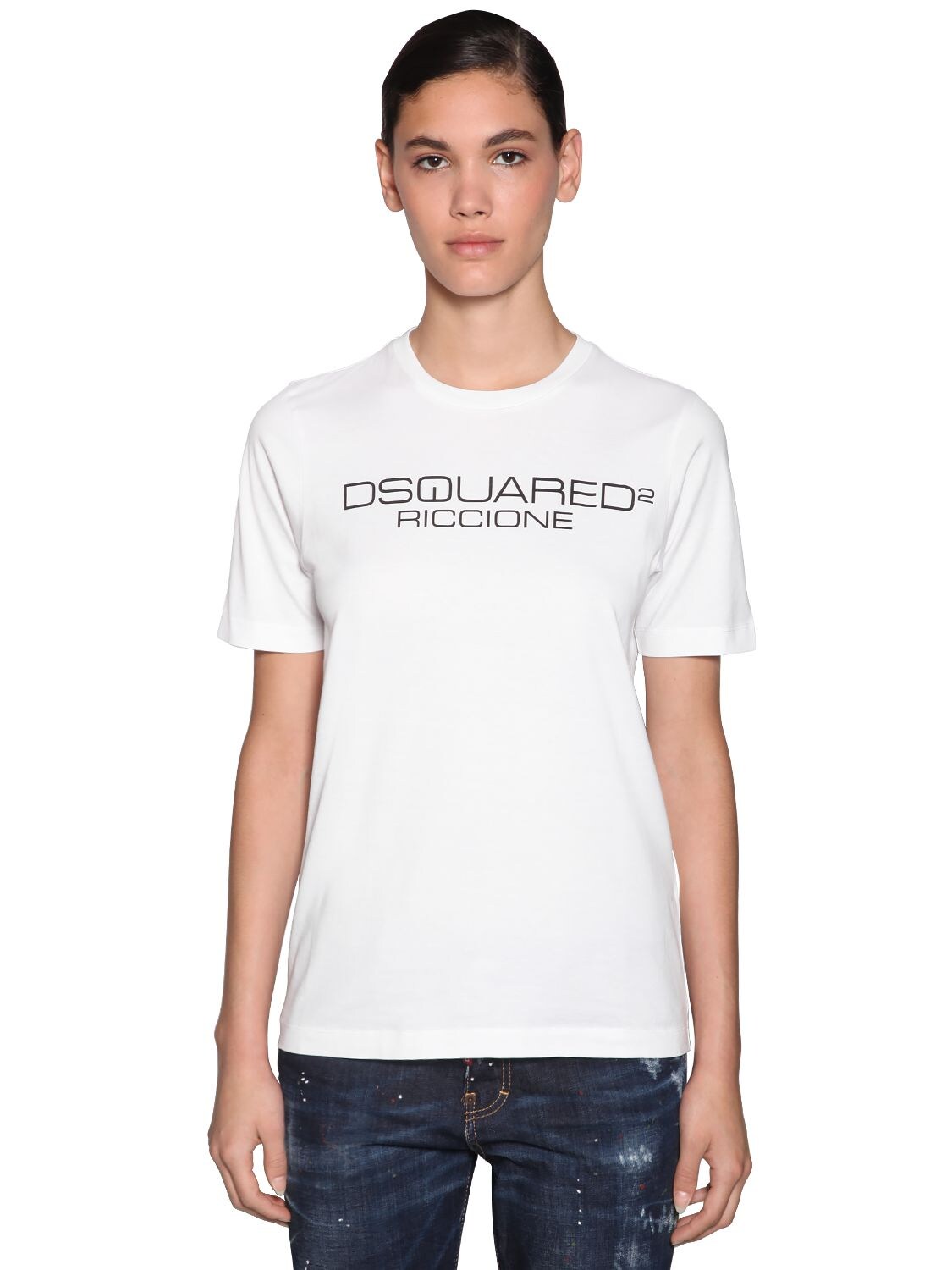 DSQUARED2 LOGO PRINTED COTTON JERSEY T-SHIRT,71I07Y035-MTAW0