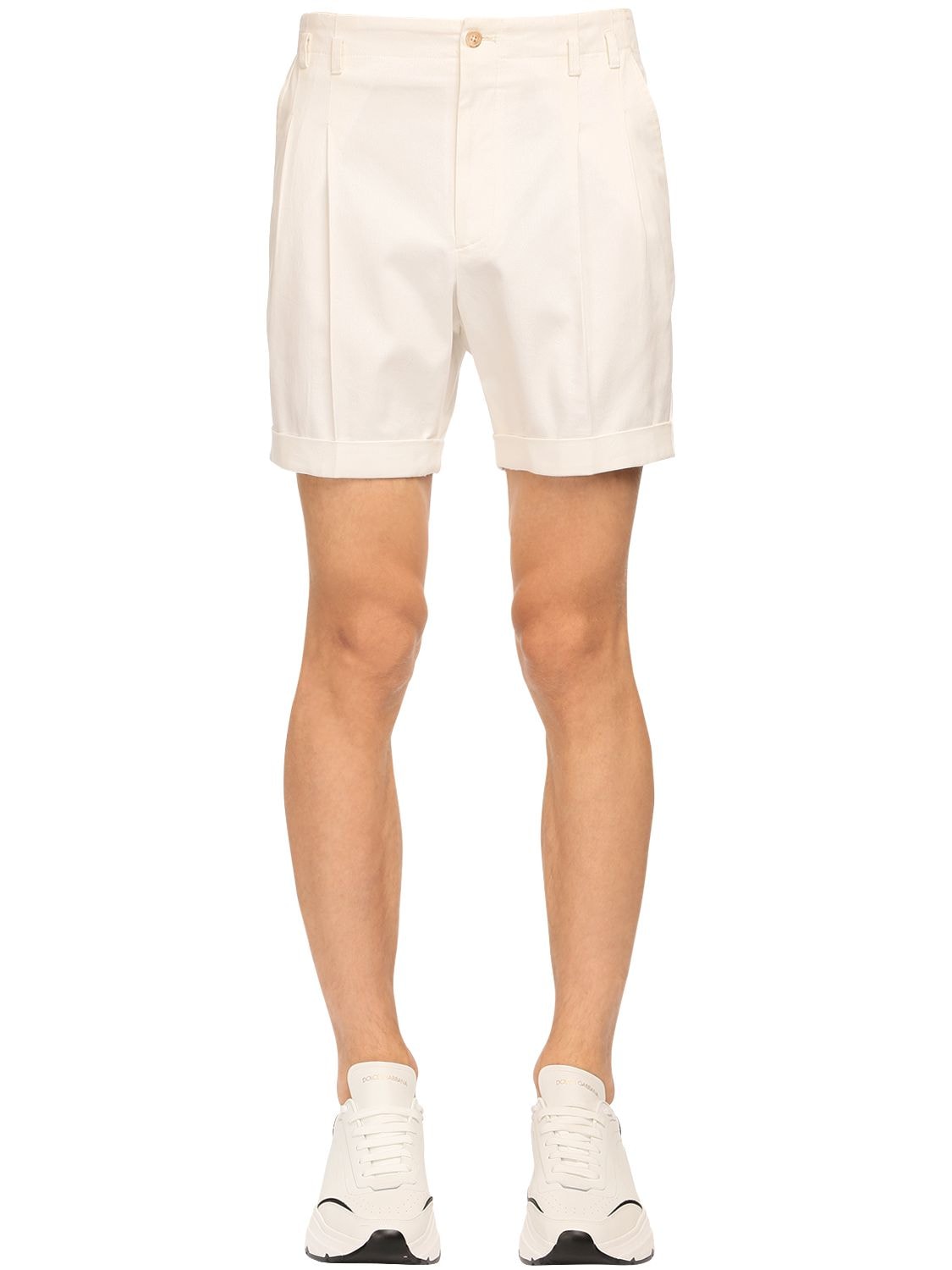 Dolce & Gabbana Stretch Drill Cotton Shorts In White