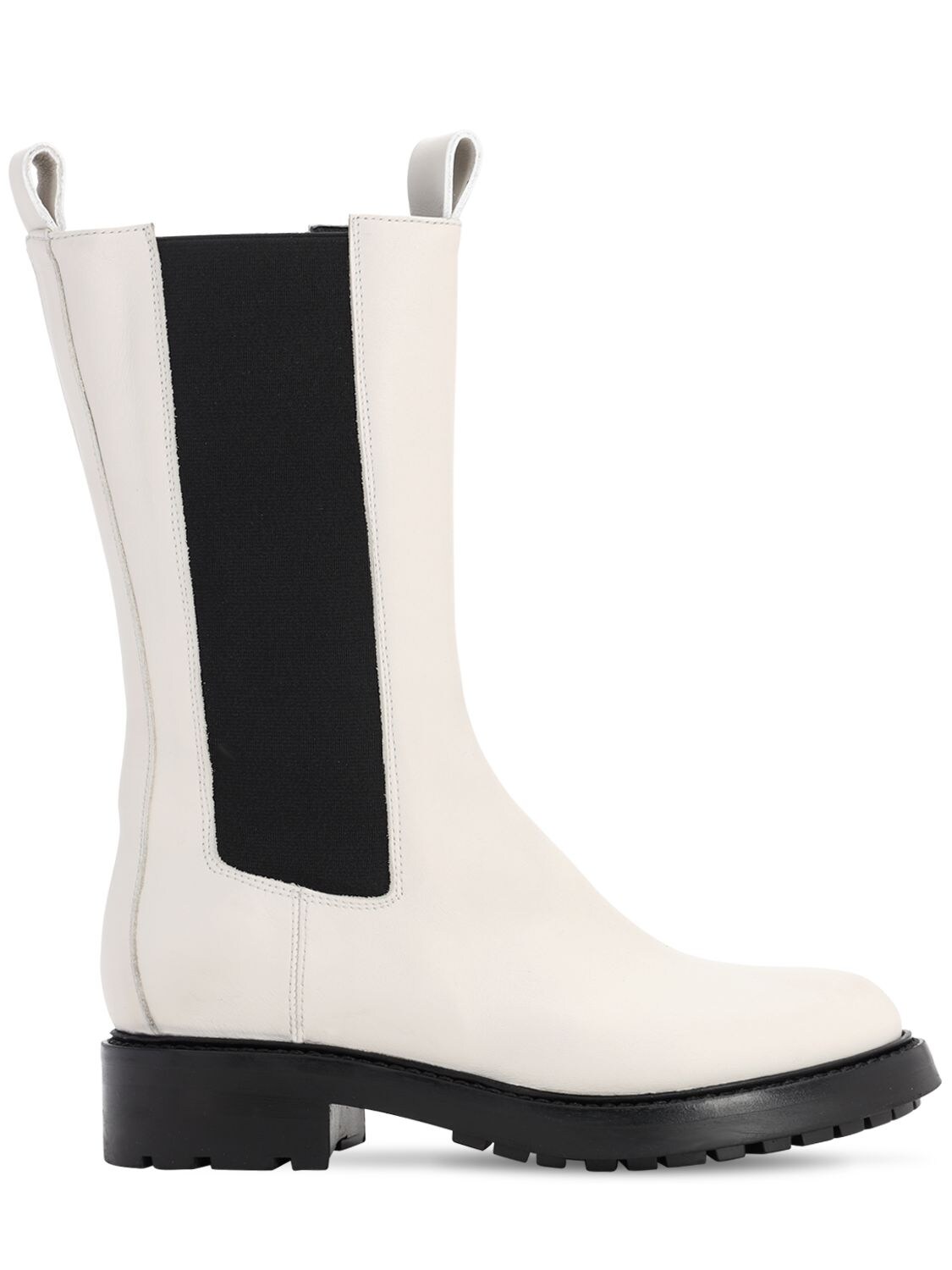Elena Iachi 20mm Boston Leather Boots In Off White