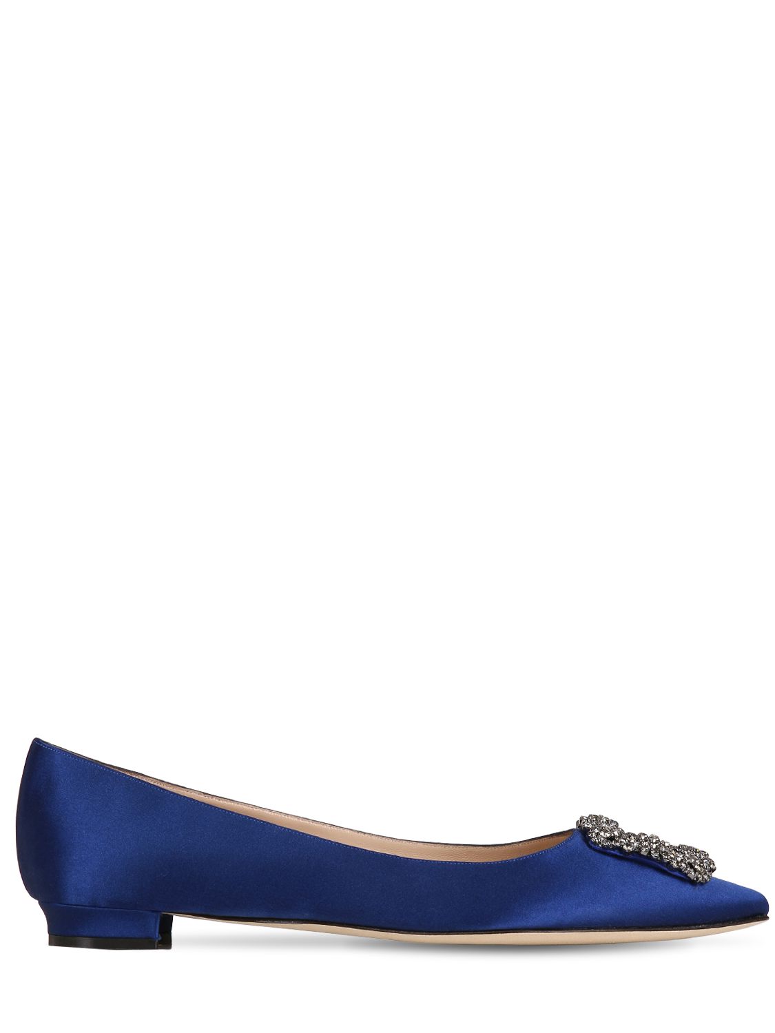 Manolo Blahnik 10mm Hangisi Silk Satin Flats In Royal Blue