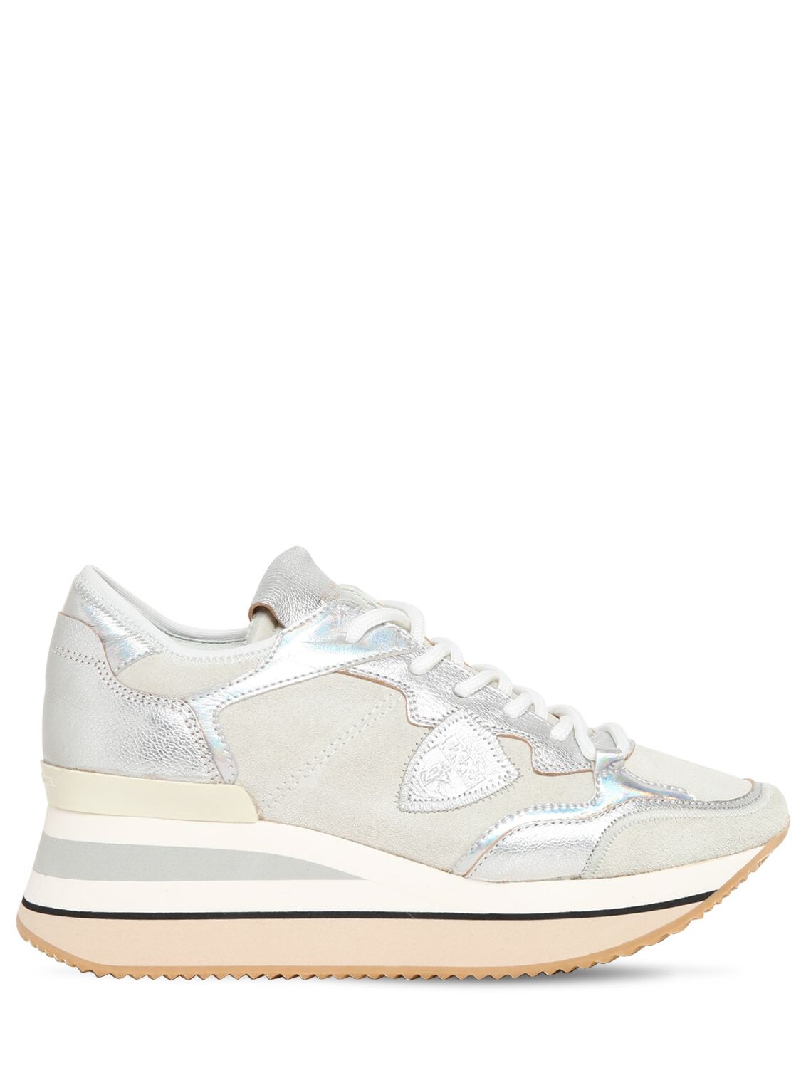 Philippe Model Triomphe Daim Sneakers In Silver