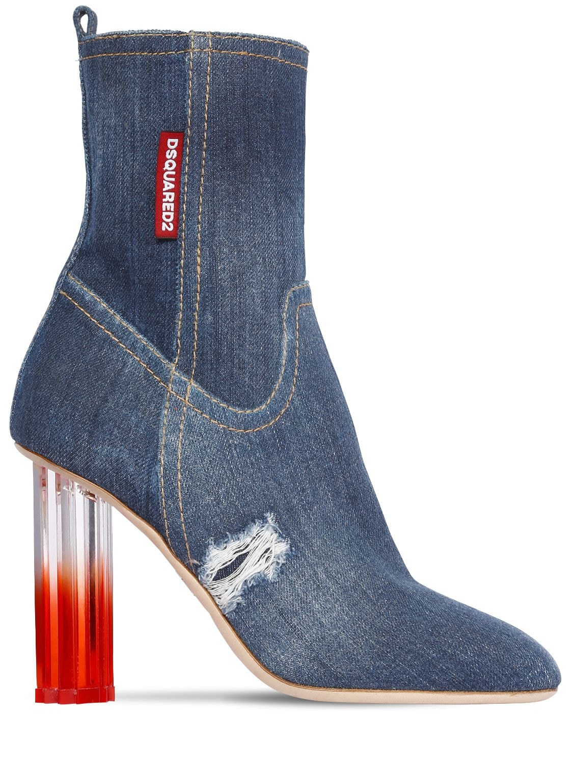Dsquared2 90mm Denim Ankle Boots In Blue