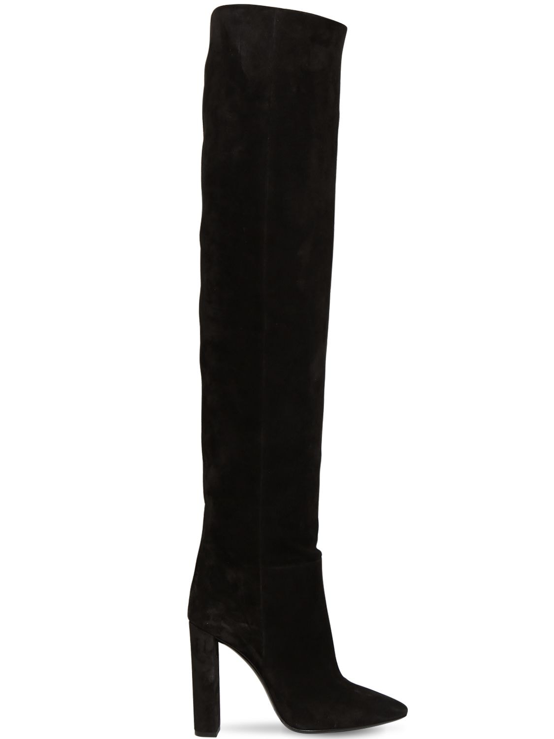 Saint Laurent 105mm Soixante Seize Suede Boots In Black