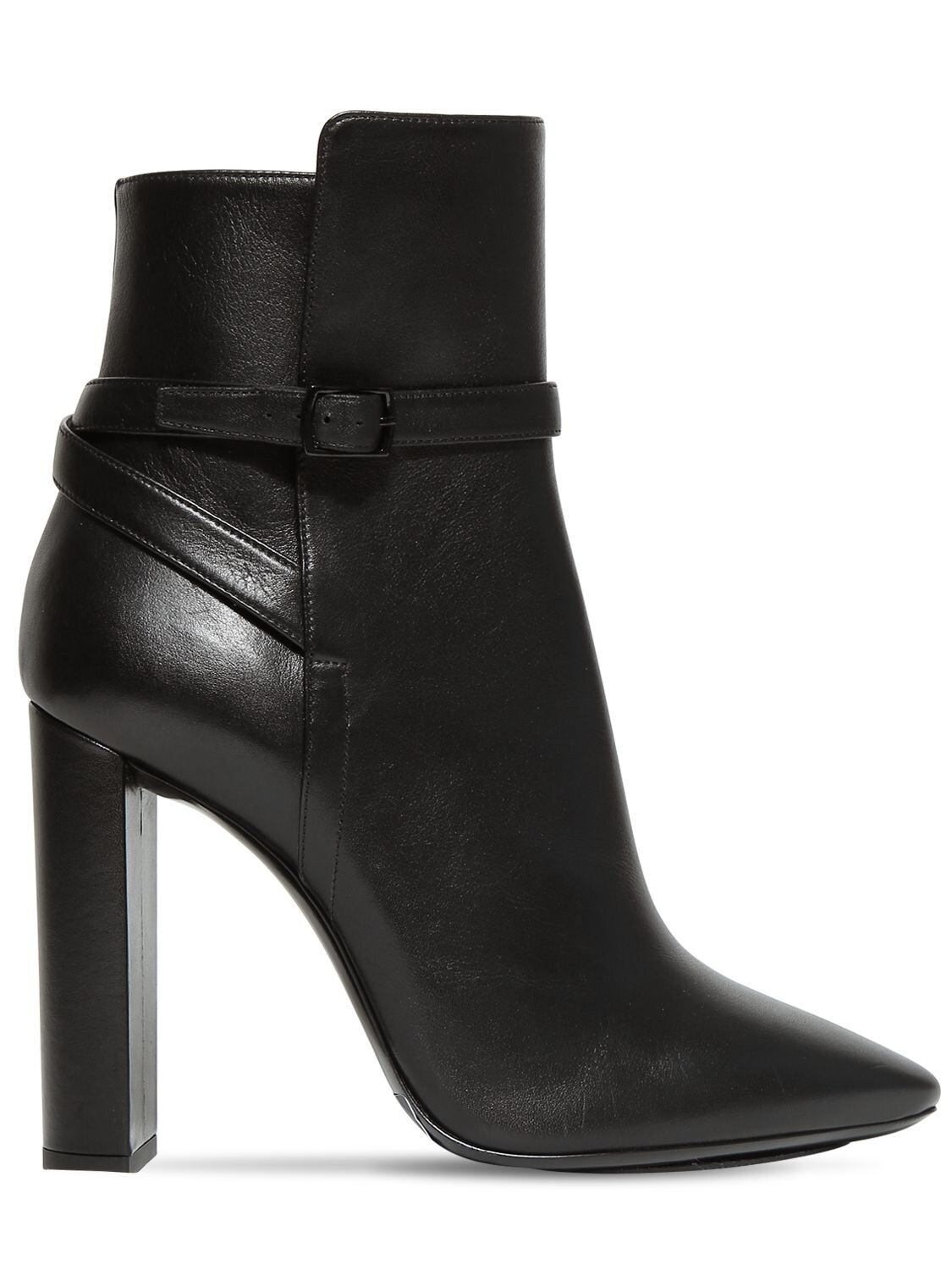 Saint Laurent 105mm Soixante Seize Leather Ankle Boots In Black