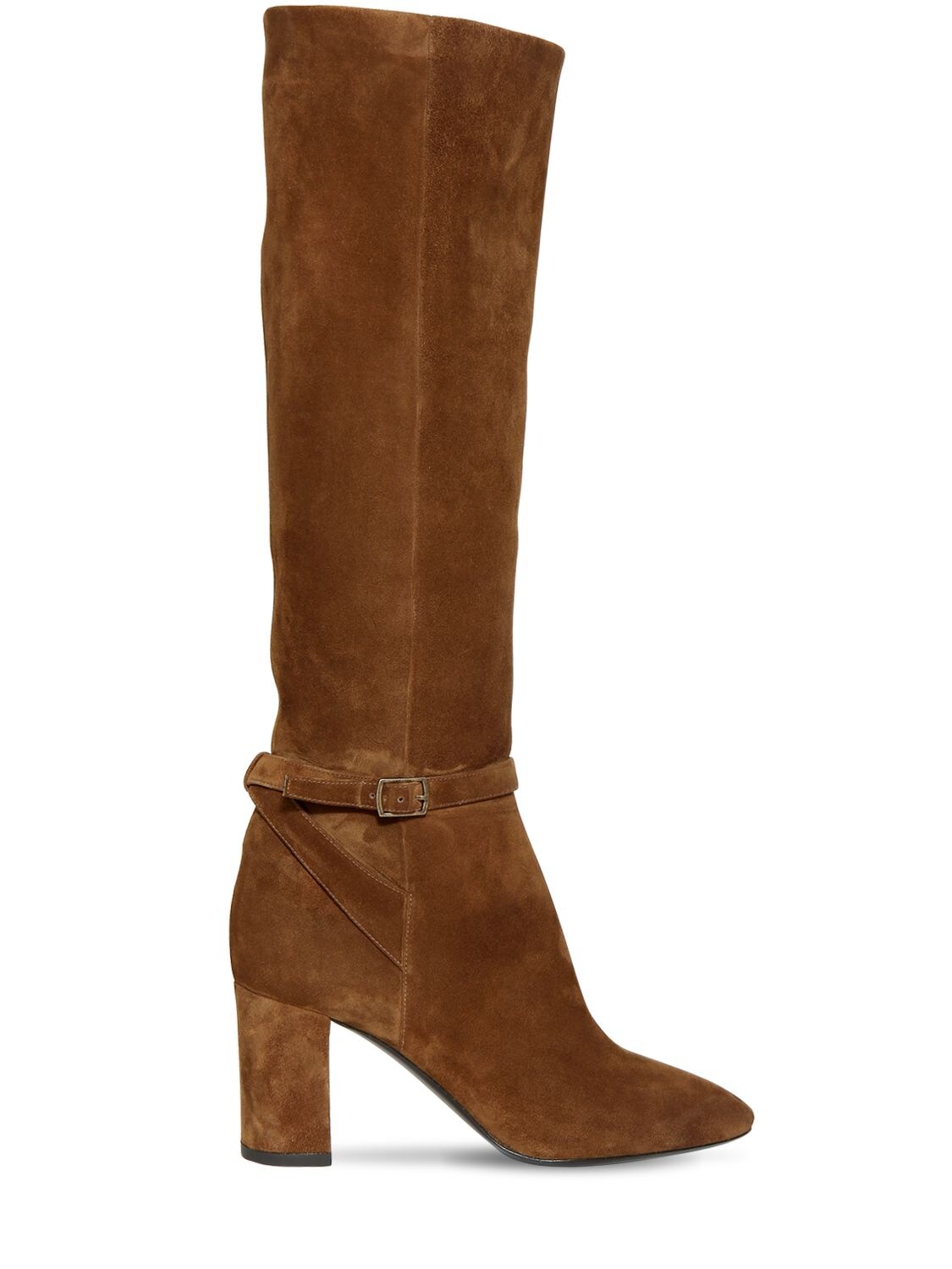 Saint Laurent 75mm Lou Suede High Boots In Tan