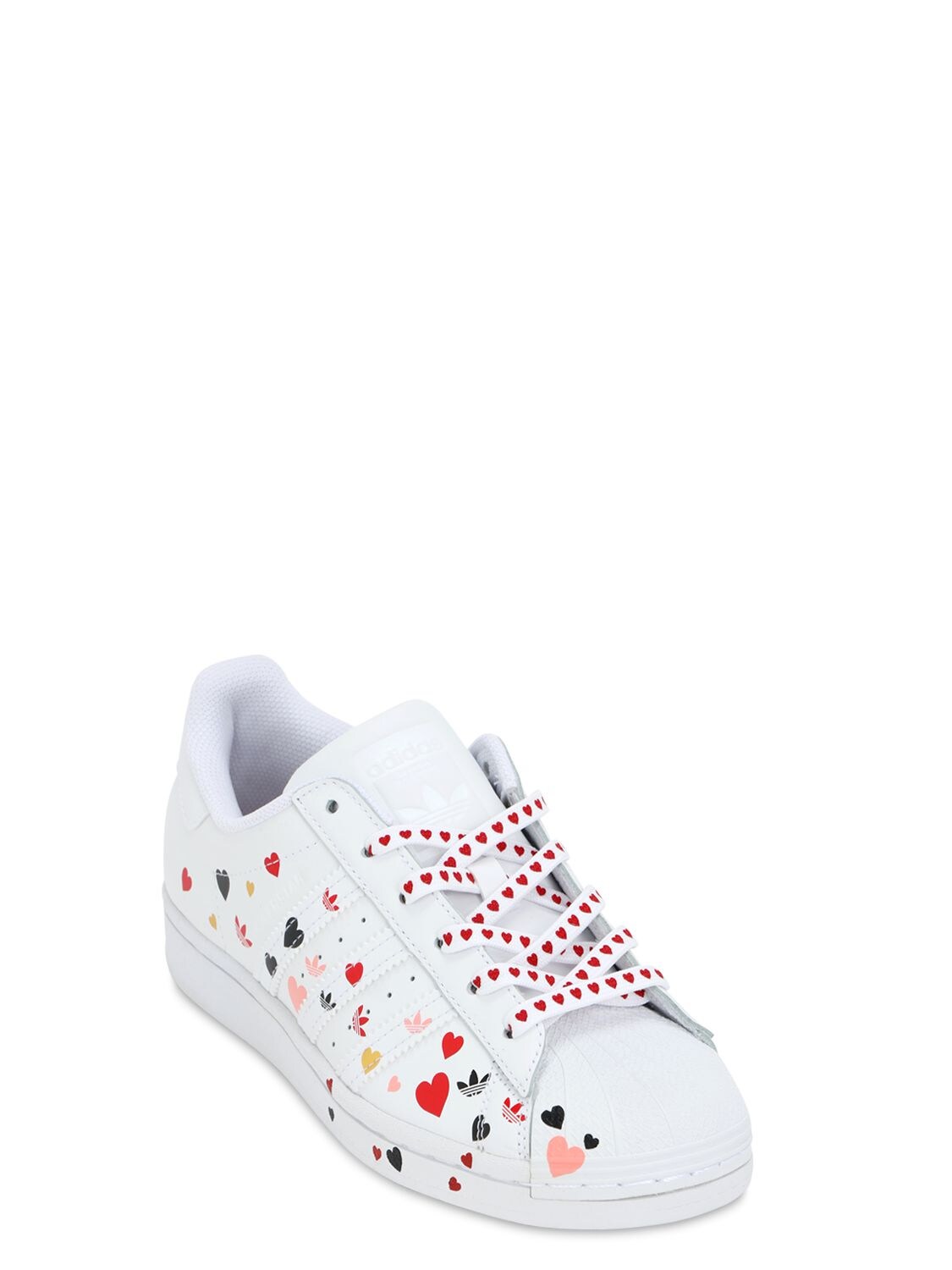 adidas originals heart print superstar sneaker in white