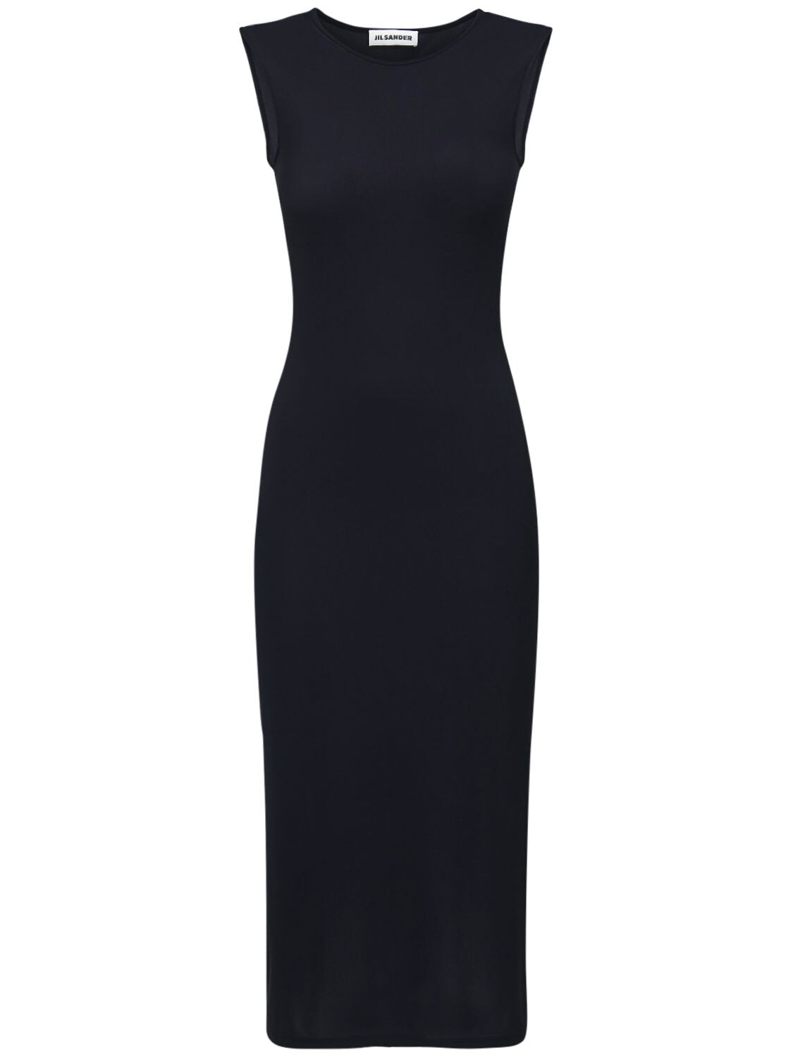 Image of Fitted Stretch Jersey Midi Dress