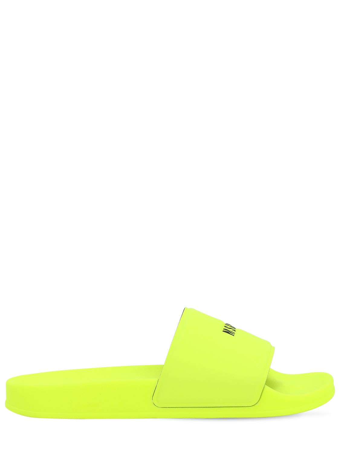 Msgm Logo Tech Slide Sandals In Neon Yellow