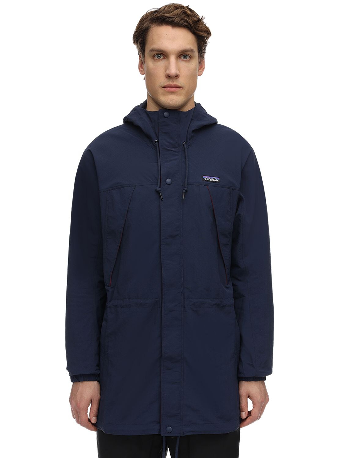 Patagonia Color Block Hooded Parka In Navy