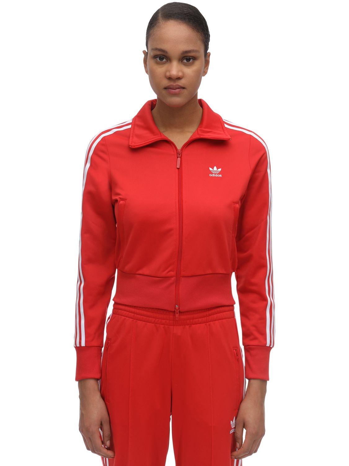 Adidas Originals Firebird Striped Jersey Track Jacket In Red