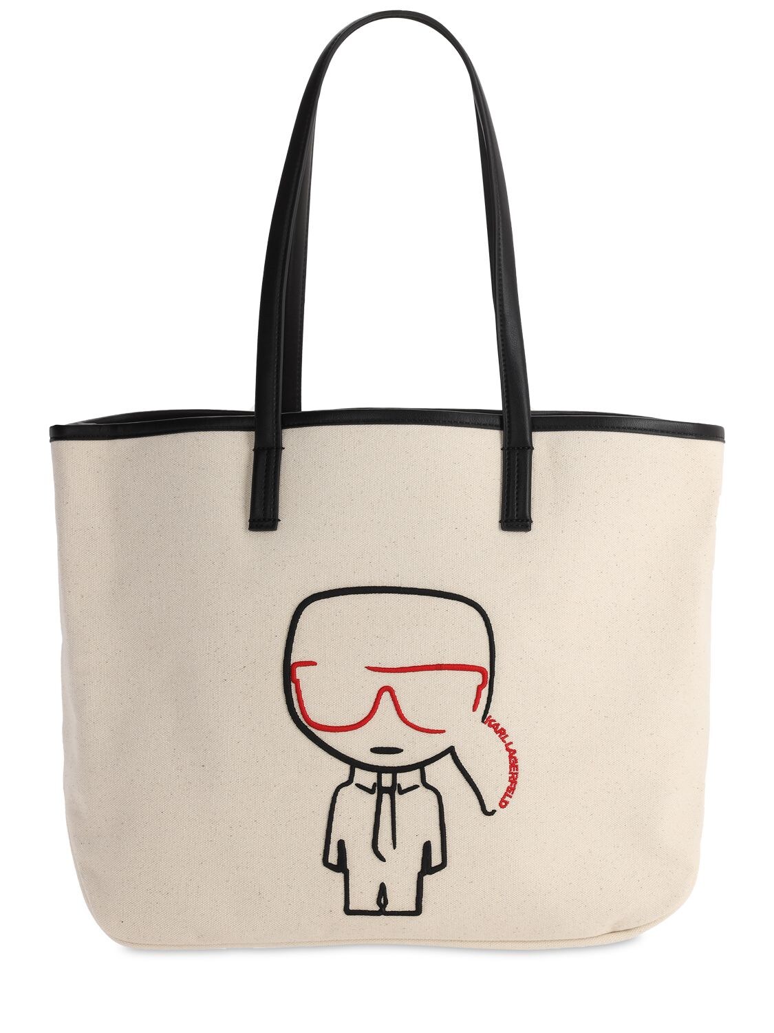 Karl Lagerfeld Ikonik Cotton Canvas Tote Bag In Ivory | ModeSens