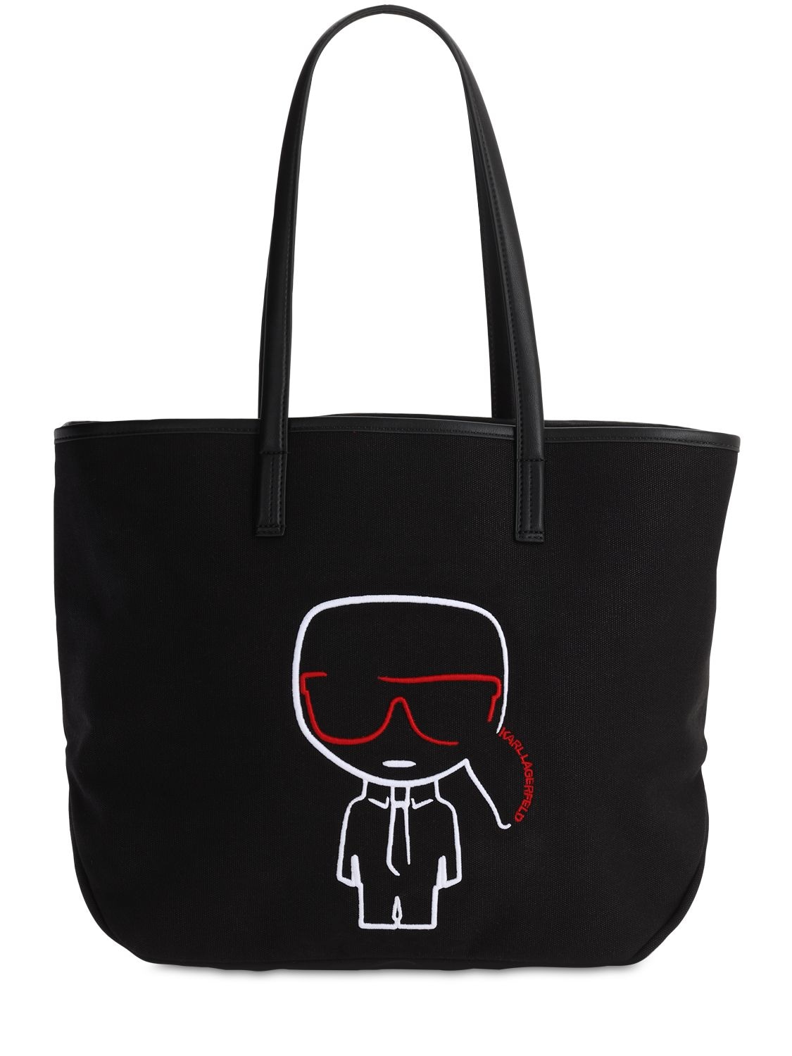 Karl Lagerfeld Ikonik Cotton Canvas Tote Bag In Black | ModeSens