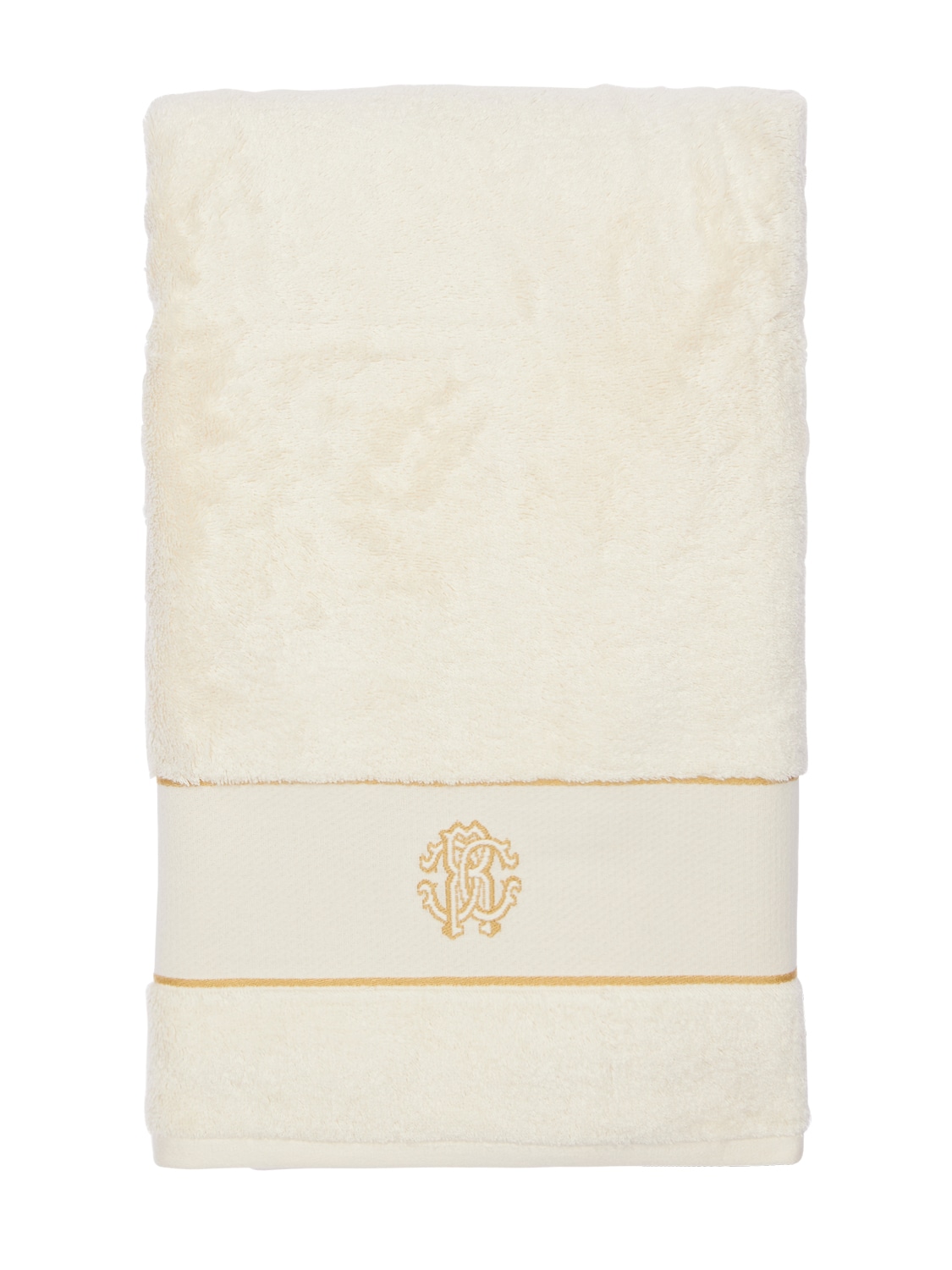 Roberto Cavalli Cotton Bath Towel In Ivory