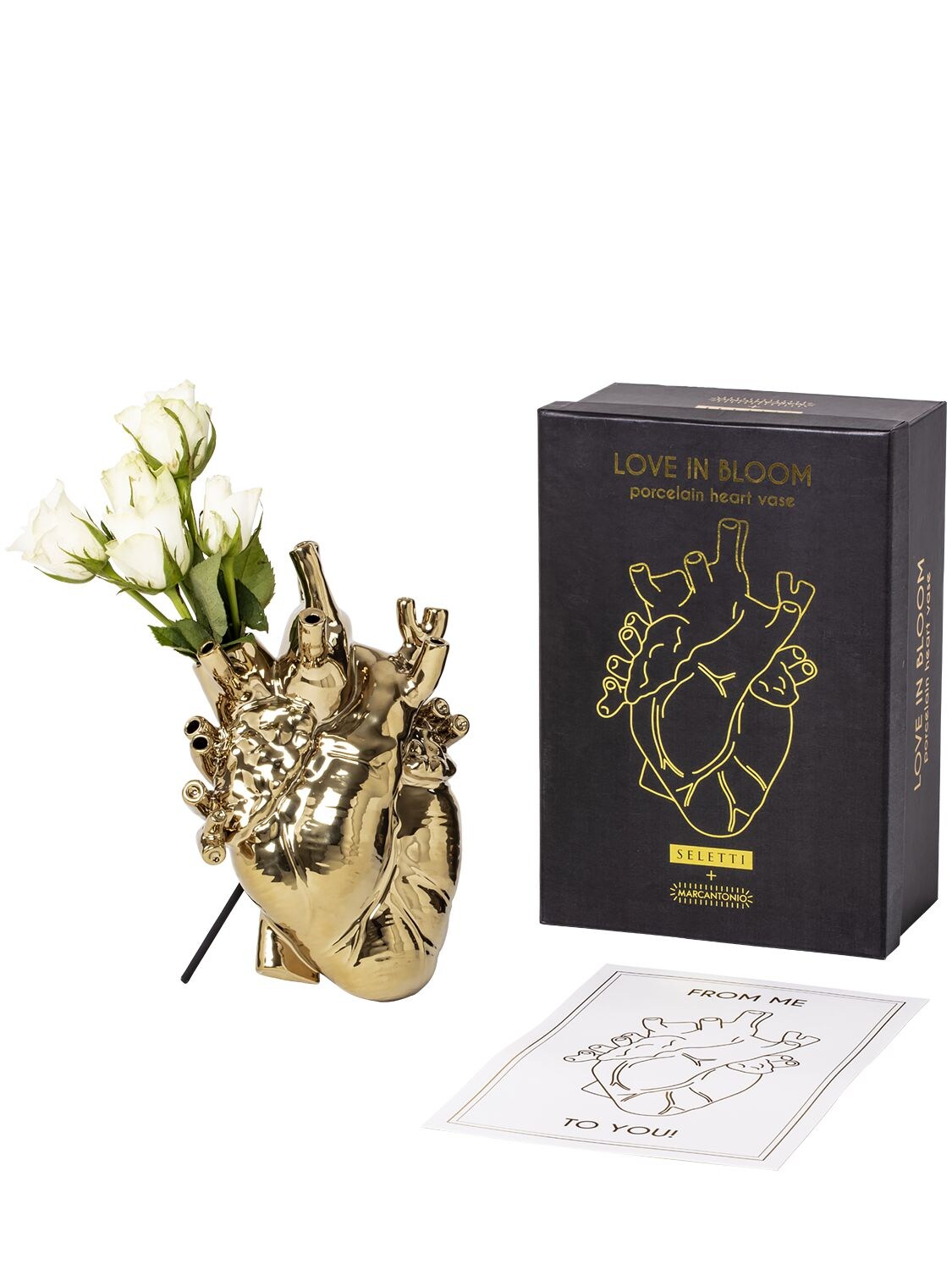 Shop Seletti Love In Bloom Gold Porcelain Vase